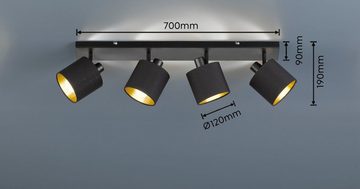 TRIO Leuchten Deckenstrahler Tommy, Leuchtmittel wechselbar, 4-flammiger Deckenspot (E14) in schwarz-gold Optik