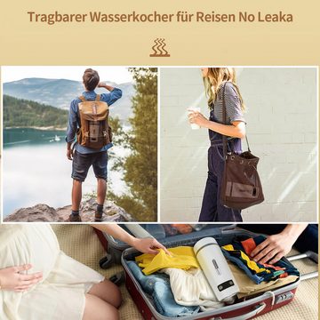 DOPWii Wasserkocher 350 ml tragbarer Tee- und Kaffeekessel mit 4 Temperaturreglern, 300,00 W, Reisewasserkocher, Edelstahl-Warmwasserbereiter mit Trockengehschutz