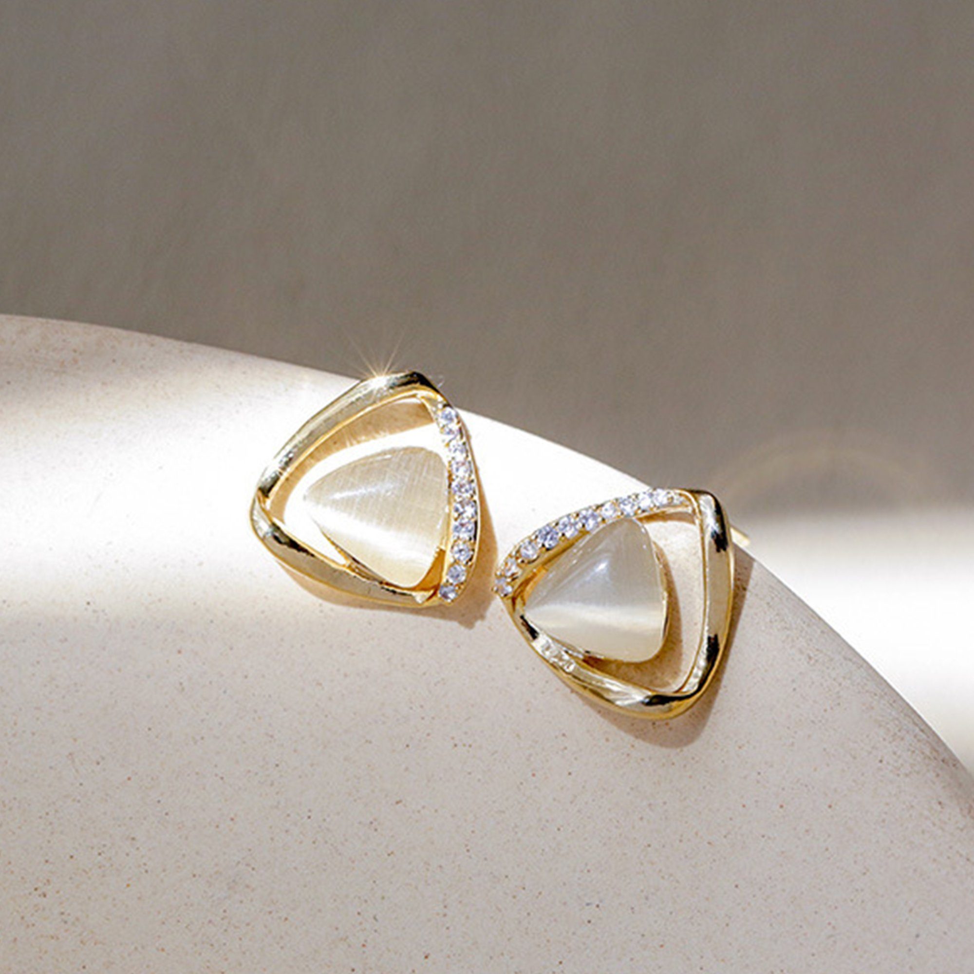 Gold+Dreieck Ohrringe trendy Ohrhänger Kupfer Ohrringe IBETTER Paar überzogene exquisite Kristalle