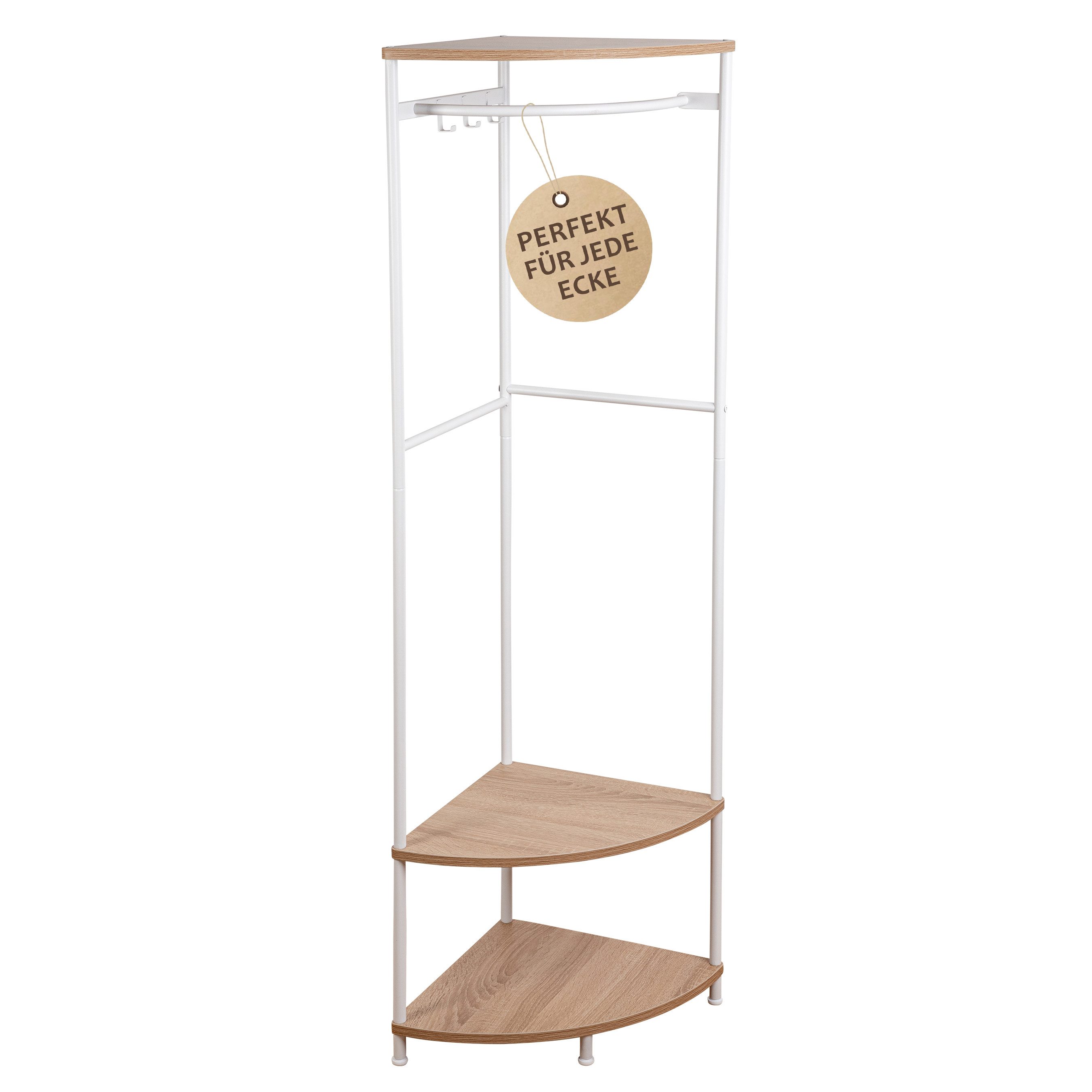ONVAYA Eckregal mit Kleiderstange - Freistehende Garderobe -Flurgarderobe