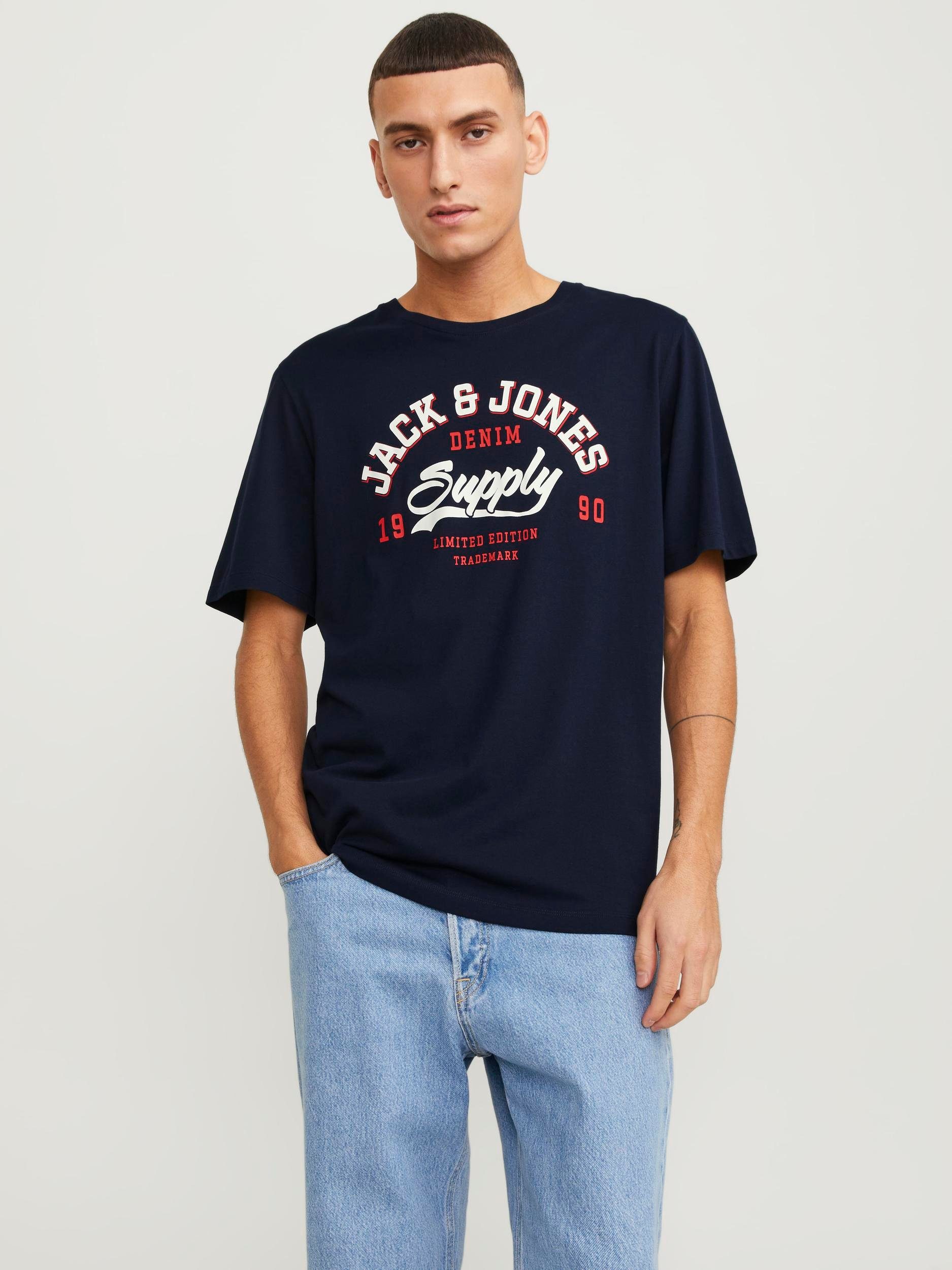 Jack & Jones Rundhalsshirt JJELOGO TEE SS O-NECK 2 COL SS24 SN Navy Blazer | T-Shirts