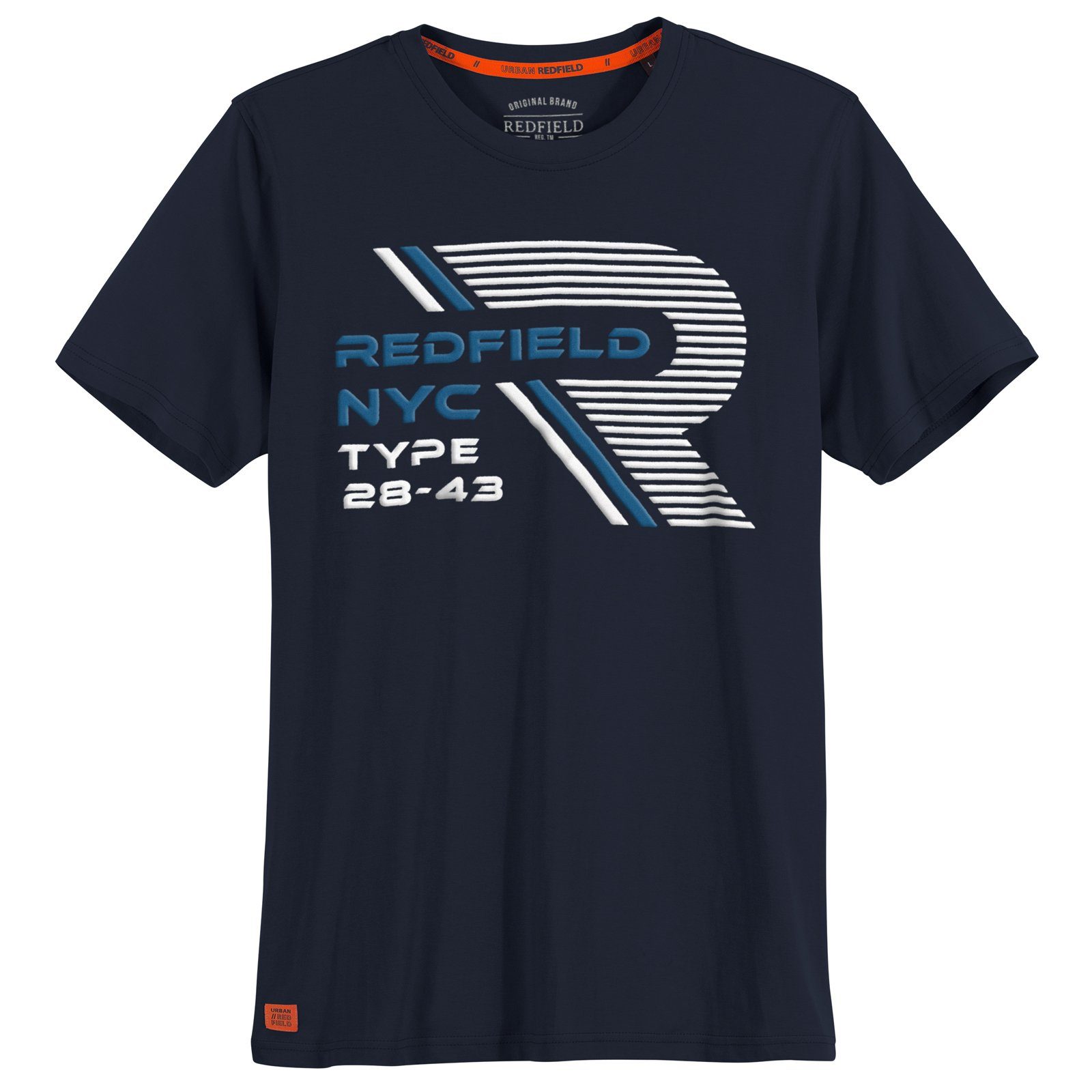 redfield Rundhalsshirt Große Größen Herren Redfield T-Shirt navy sportiver Print