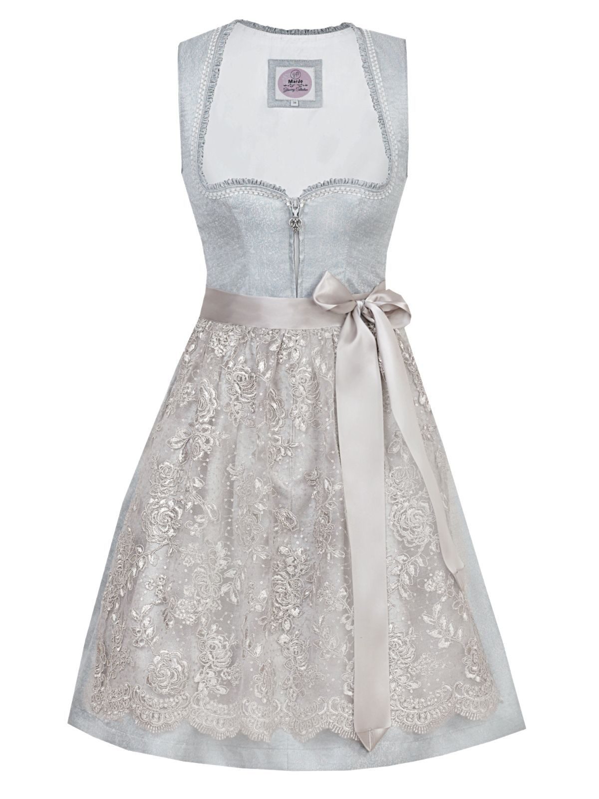 MARJO Trachtenkleid Mini Dirndl 2tlg. 50 cm LYNN silbergrau mehr