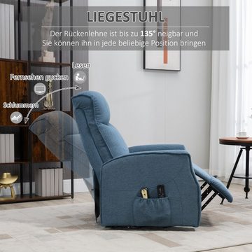 HOMCOM Massagesessel Sessel mit Aufstehhilfe TV Sessel mit Fernbedienung, Liegefunktion (Relaxsessel, 1-St., Fernsehsessel), bis 150 kg belastbar