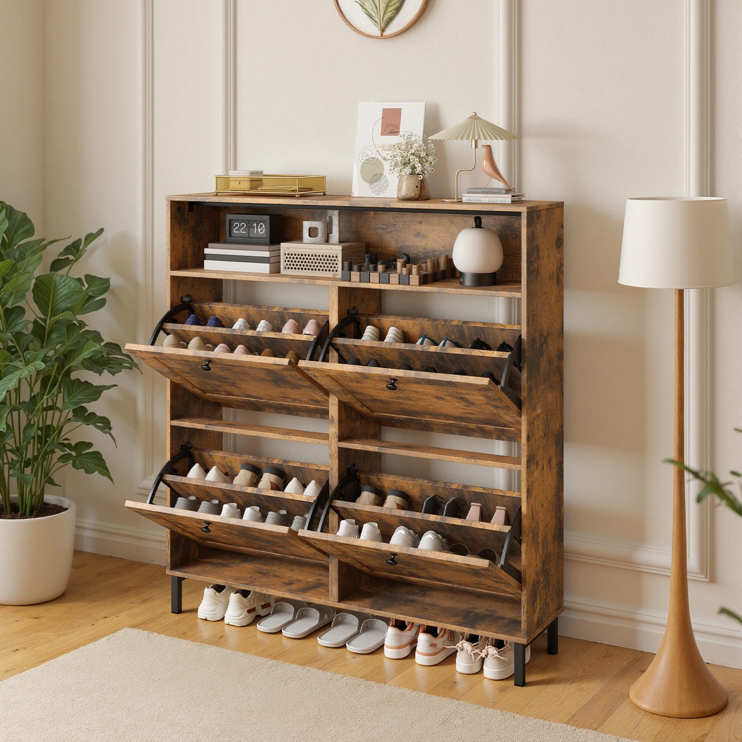 Bealife Schuhschrank Schuhregal Mit 4 Türen, für 18-24 Paar Schuhe für den günstig online kaufen