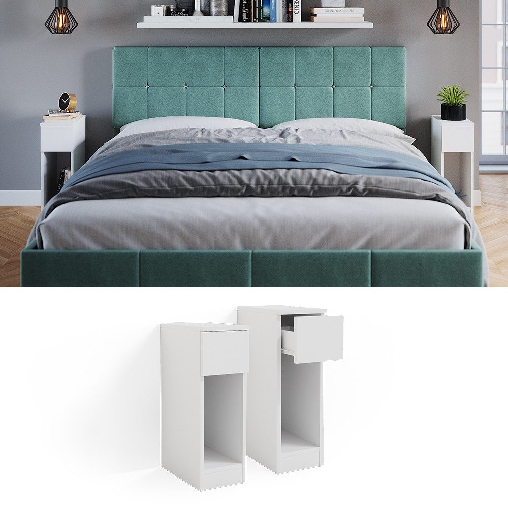 Vicco Nachtschrank Enton, Weiß, 20 x 59.5 cm 2er Set günstig online kaufen