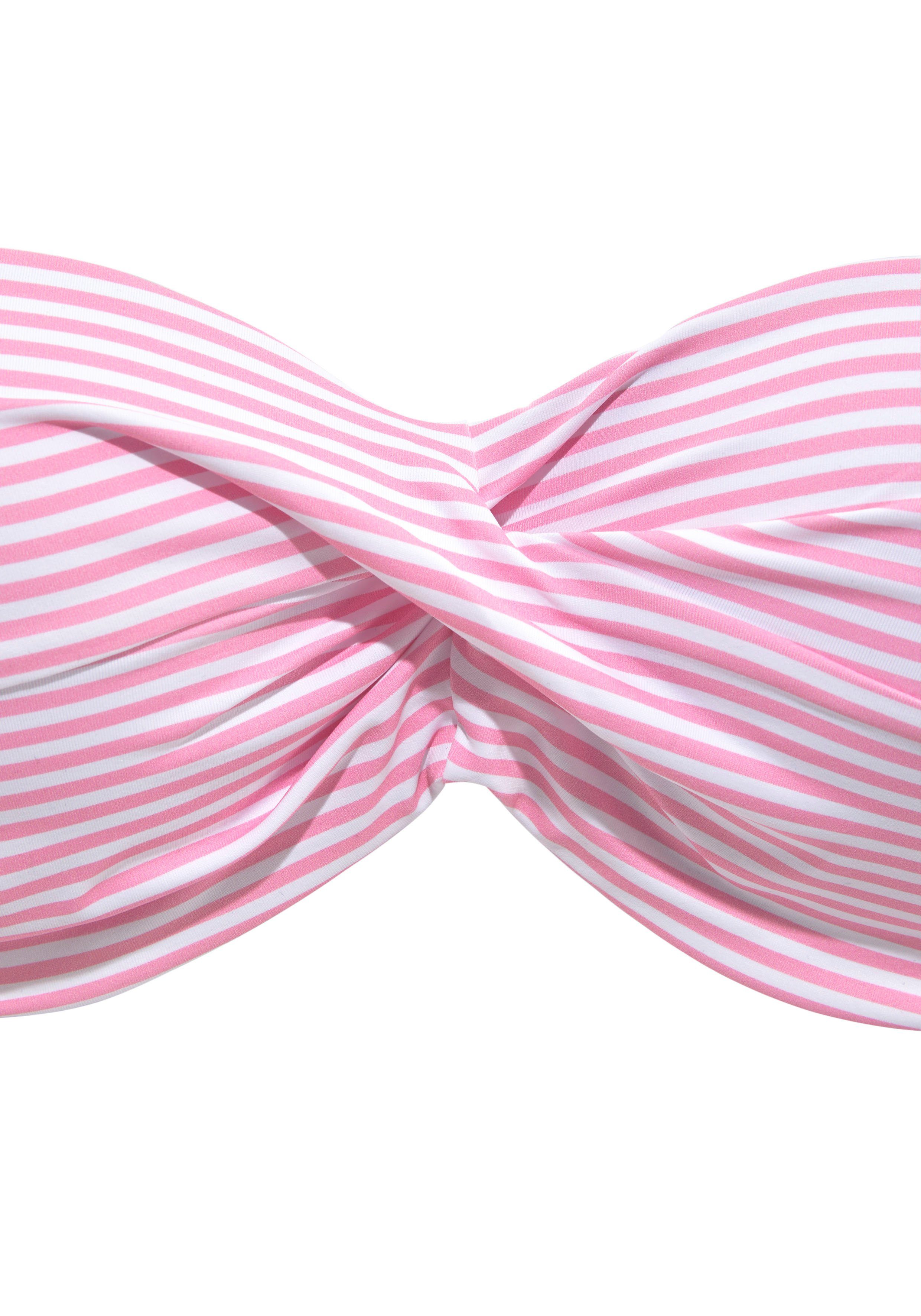 Bügel-Bandeau-Bikini s.Oliver Optik in getwisteter rosé-weiß