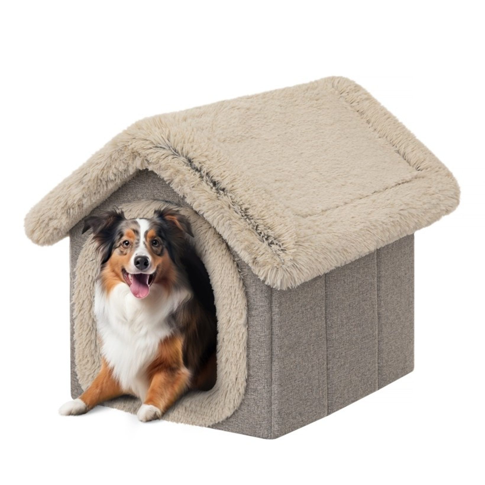 Hobbydog Hundehütte Hundehöhle Tierbett Lama mit Kuschelkissen und Reißverschlussdach, faltbar, leicht, platzsparend, 5 Größen