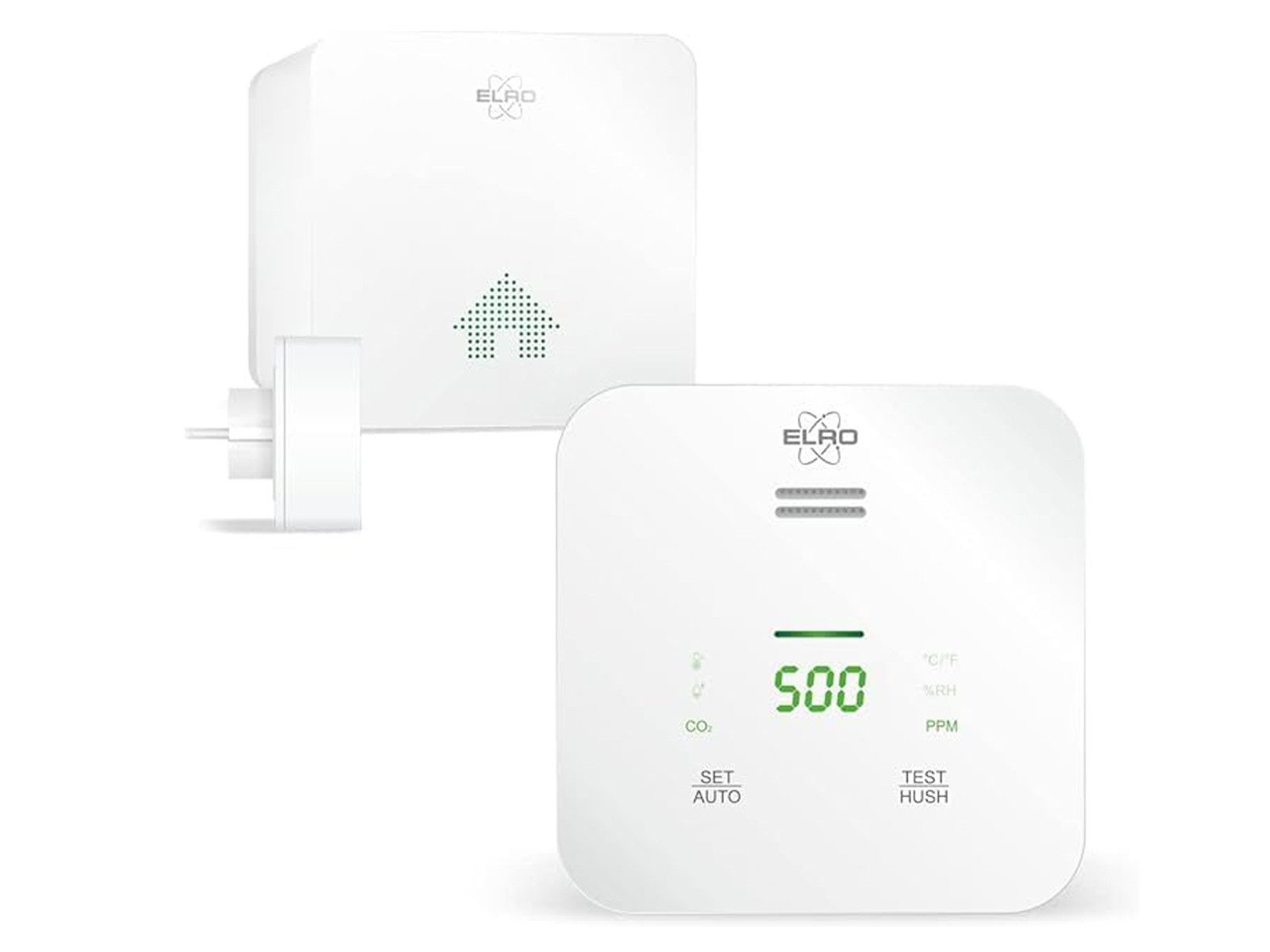 Elro Gasmelder (CO2 Kohlendioxid Warn-Melder Warner,Temperatur und Luftfeuchtigkeit)