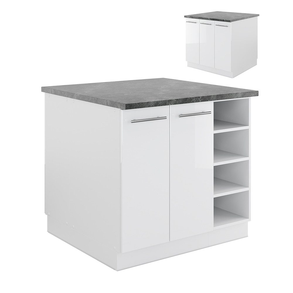 Vicco Unterschrank Fame-Line, Weiß Hochglanz/Weiß, 90 günstig online kaufen