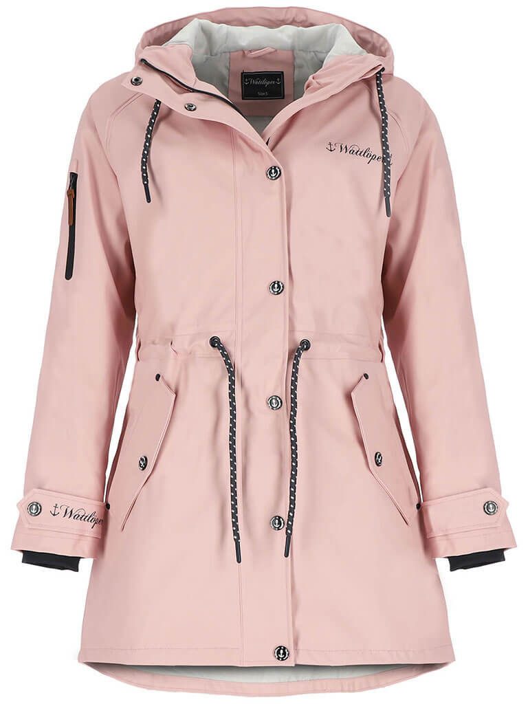 Wattlöper Regenmantel 50704 Damen Regenparka mit Kapuze und Taillenzug - Beschichteter Regenmantel