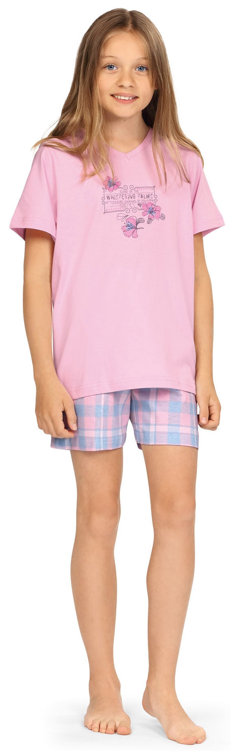 comtessa Schlafanzug Comte Kids (Set, 2 tlg., Set) Mädchen Schlafanzug Pyjama Shorty Kurzarm Pastell Baumwolle