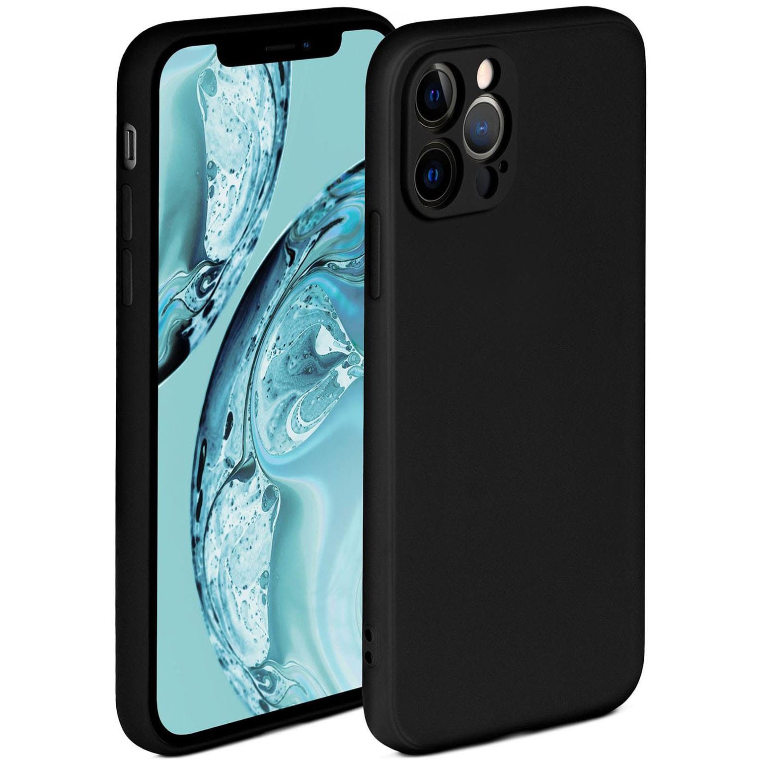 ONEFLOW Handyhülle für iPhone 12 Pro Max Hülle Silikon Soft Case Schwarz 6,7 Zoll, Silikonhülle Cover Dünn Handytasche TPU Schutzhülle mit Kameraschutz