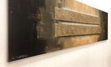 WandbilderXXL Gemälde Golden Shine 200 x 60 cm, Abstraktes Gemälde, handgemaltes Unikat