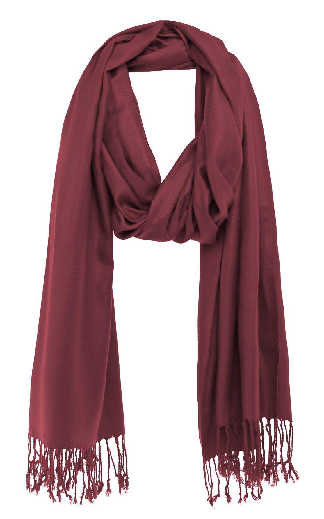 Bovari Schal Pashmina 100% cm wie XL weich wie -, - glänzend Premium - Damen-Schal Kaschmir aus weinrot Seide Viskose 200x70