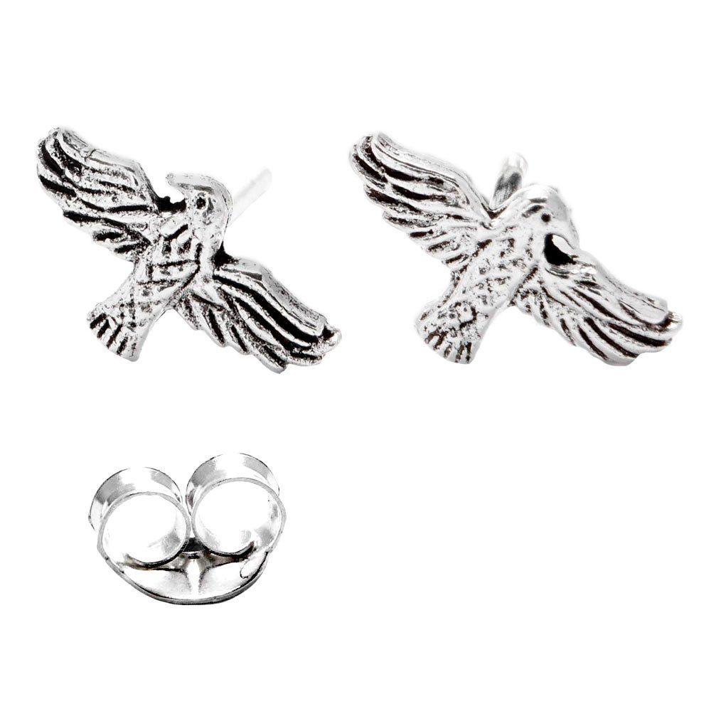 Paar Ohrstecker Ohrstecker Hugin und Munin 925er Silber Schmuck