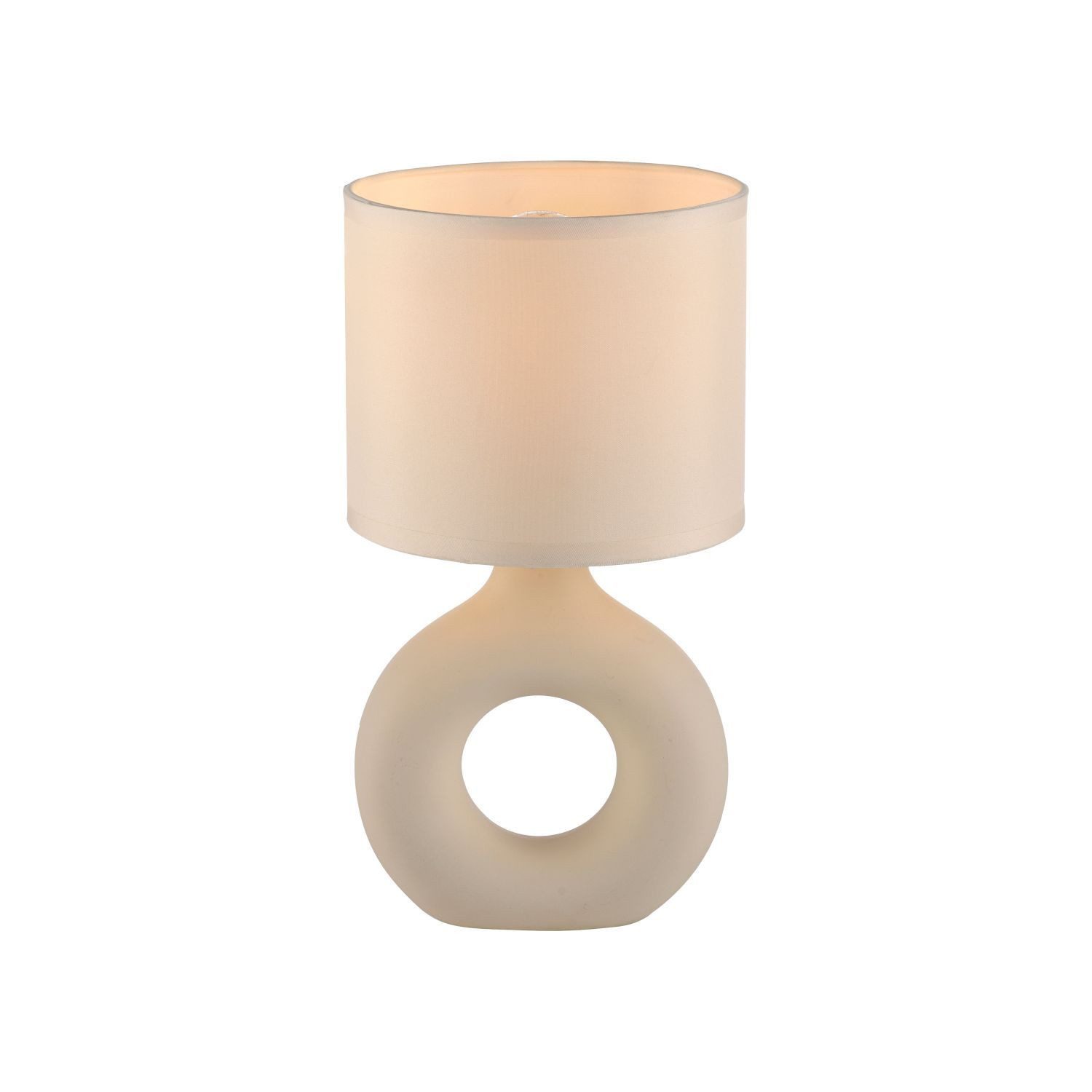 Licht-Erlebnisse Tischleuchte LIORAN, ohne Leuchtmittel, Stoff Keramik E27 rund Ø 16 cm 30 cm Beige Modern Keramiklampe
