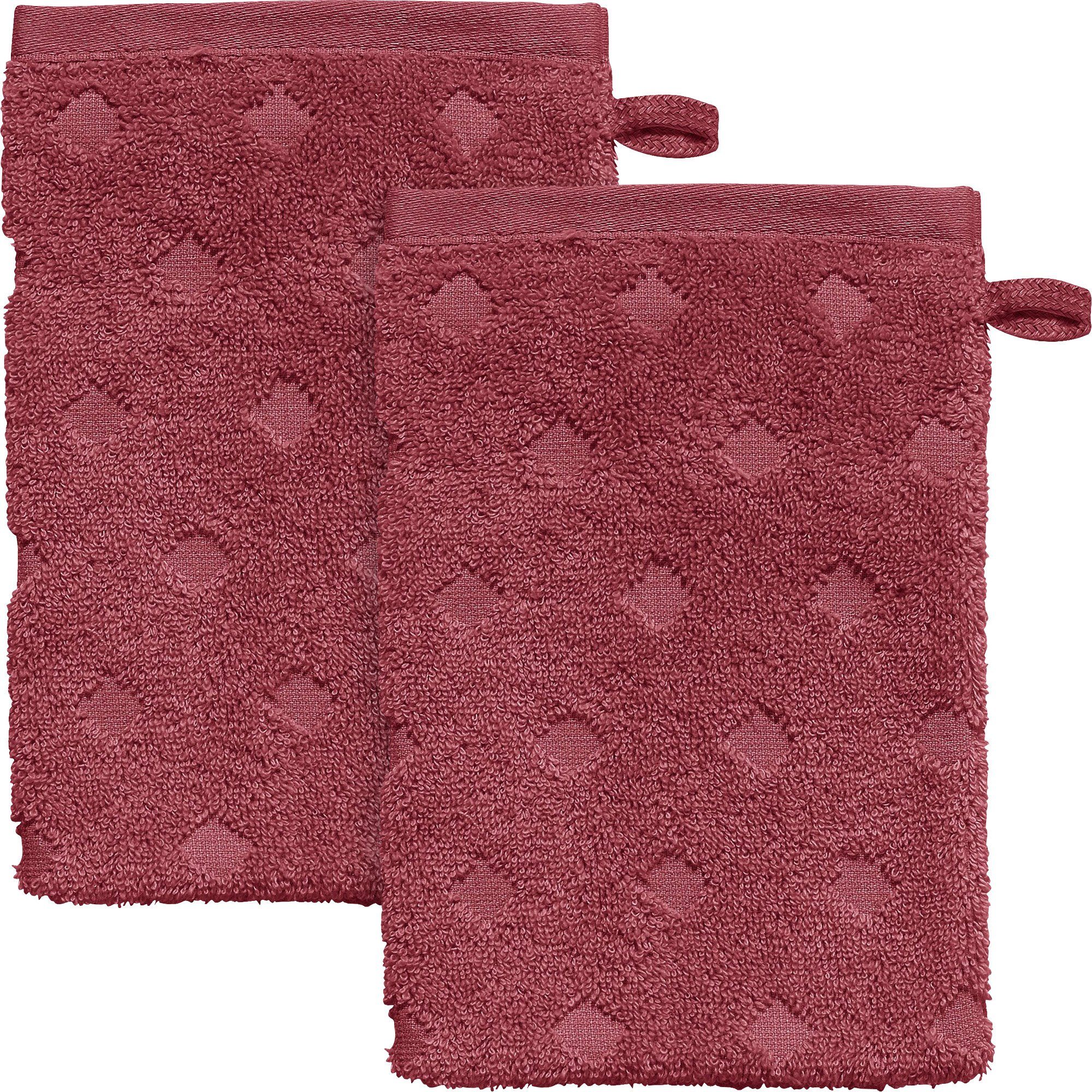 Erwin Müller Waschhandschuh Waschhandschuh "Baden-Baden" 2er-Pack, Frottier, Walk-Frottier Uni/Hoch- Tiefstruktur