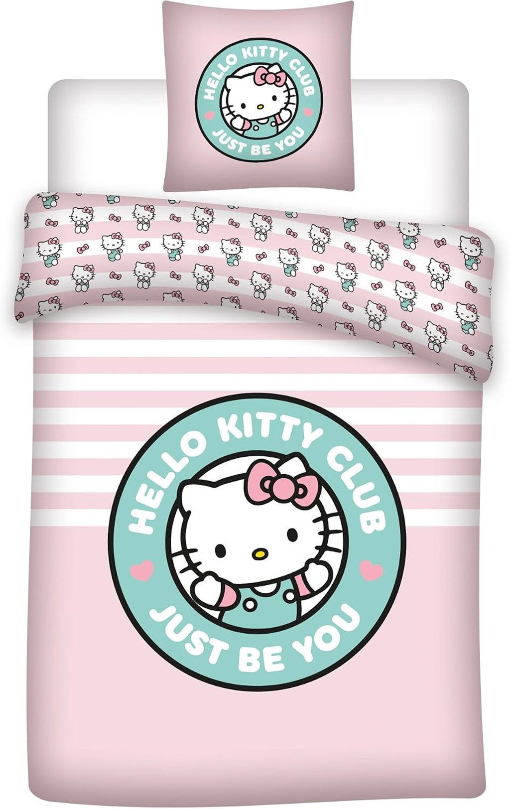 AY!Max Babybettwäsche Hello Kitty Babybettwäsche Set 100x140 + 40x60 cm 100% Baumwolle, 2 teilig, Langlebig