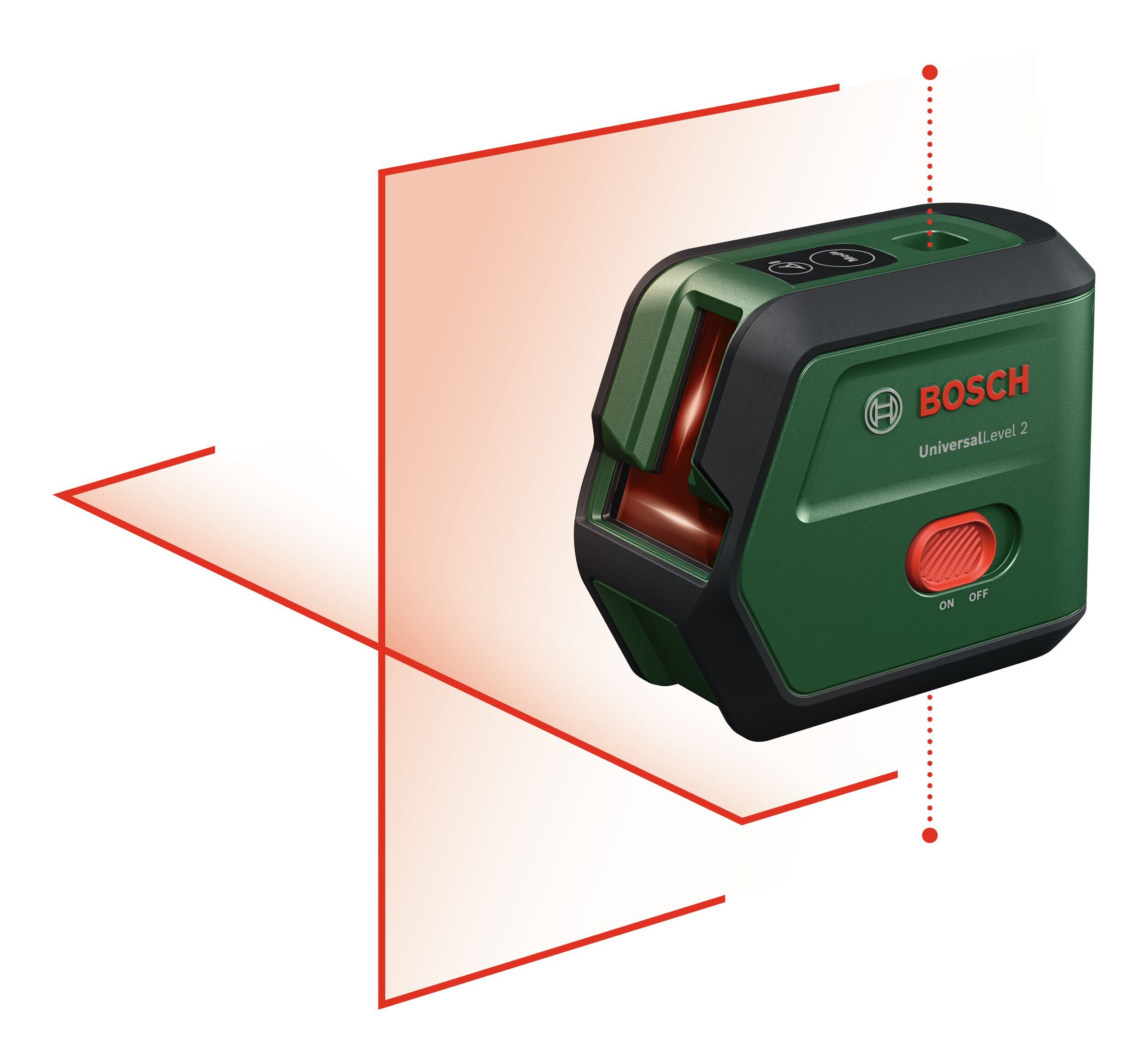 BOSCH Punkt- und Linienlaser UniversalLevel 2, Kreuzlinien-Laser m. Lotfunktion m. 2 x 1,5 V Batterie LR6 - in
