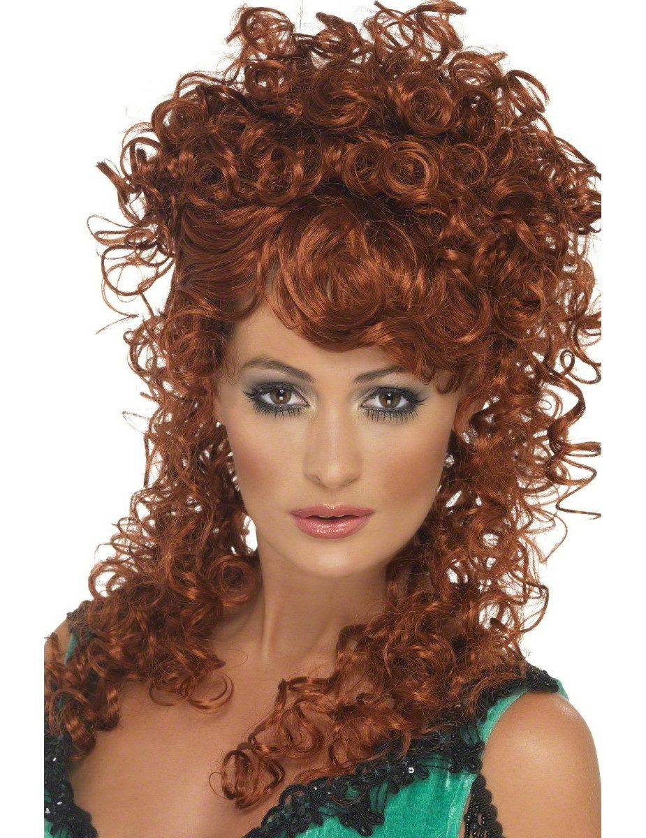Kostüm Cowgirl Saloon Locken-Perücke rotbraun