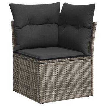 vidaXL Loungesofa Garten-Ecksofa mit Kissen Grau Poly Rattan