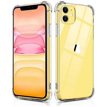 CoolGadget Handyhülle Transparent als 2in1 Schutz Cover Set für das Apple iPhone 11 6,1 Zoll, 2x 9H Glas Display Schutz Folie + 1x TPU Case Hülle für iPhone 11