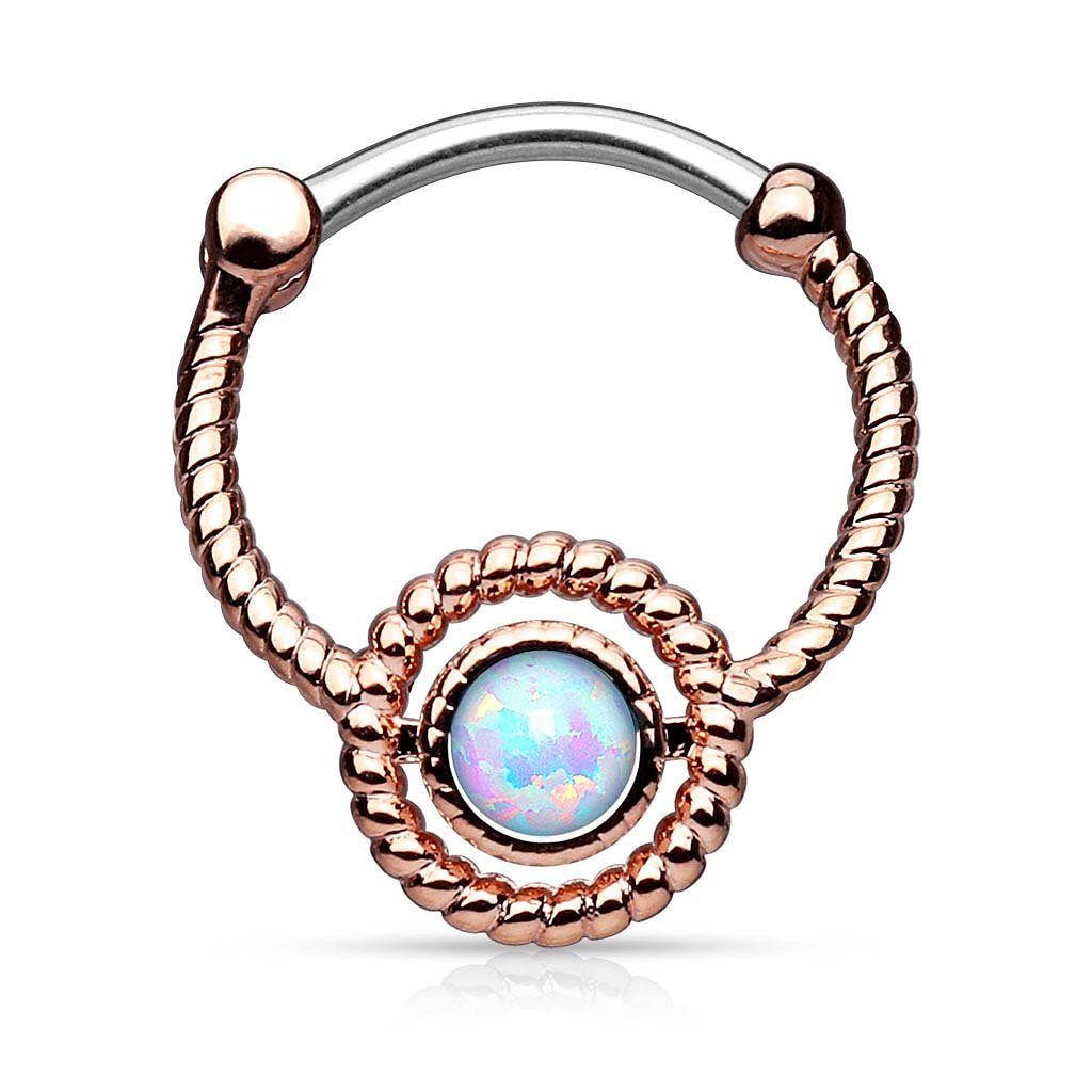 Nasenpiercing Piercing Septum hild Clicker Ring mit Opal Stein