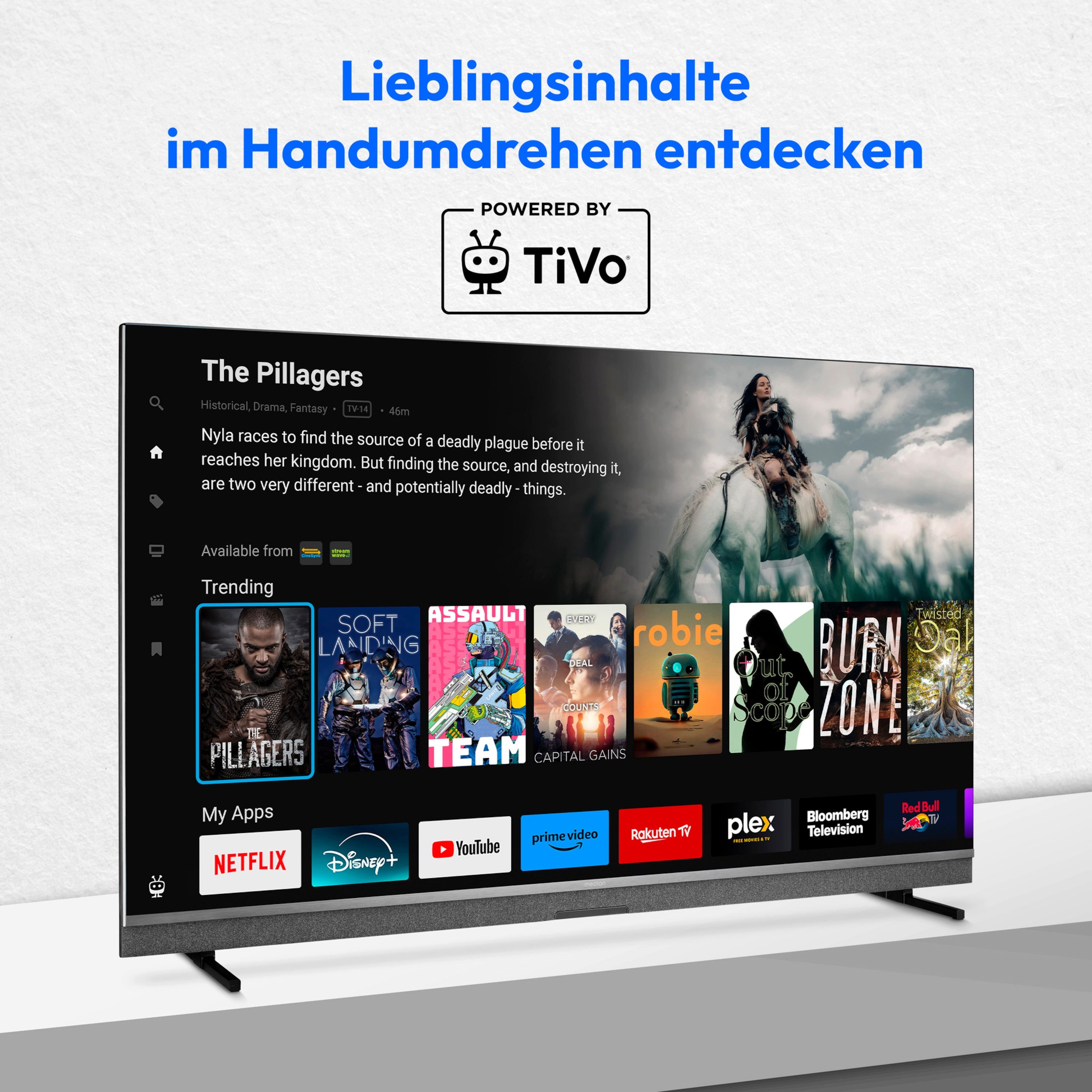 Medion® MD855900 Mini-LED-Fernseher (138.8 cm/55 Zoll, 4K Ultra HD, Smart-TV, Dolby Vision, Dolby Atmos, Netflix, HBO Max, Prime Video, Disney)