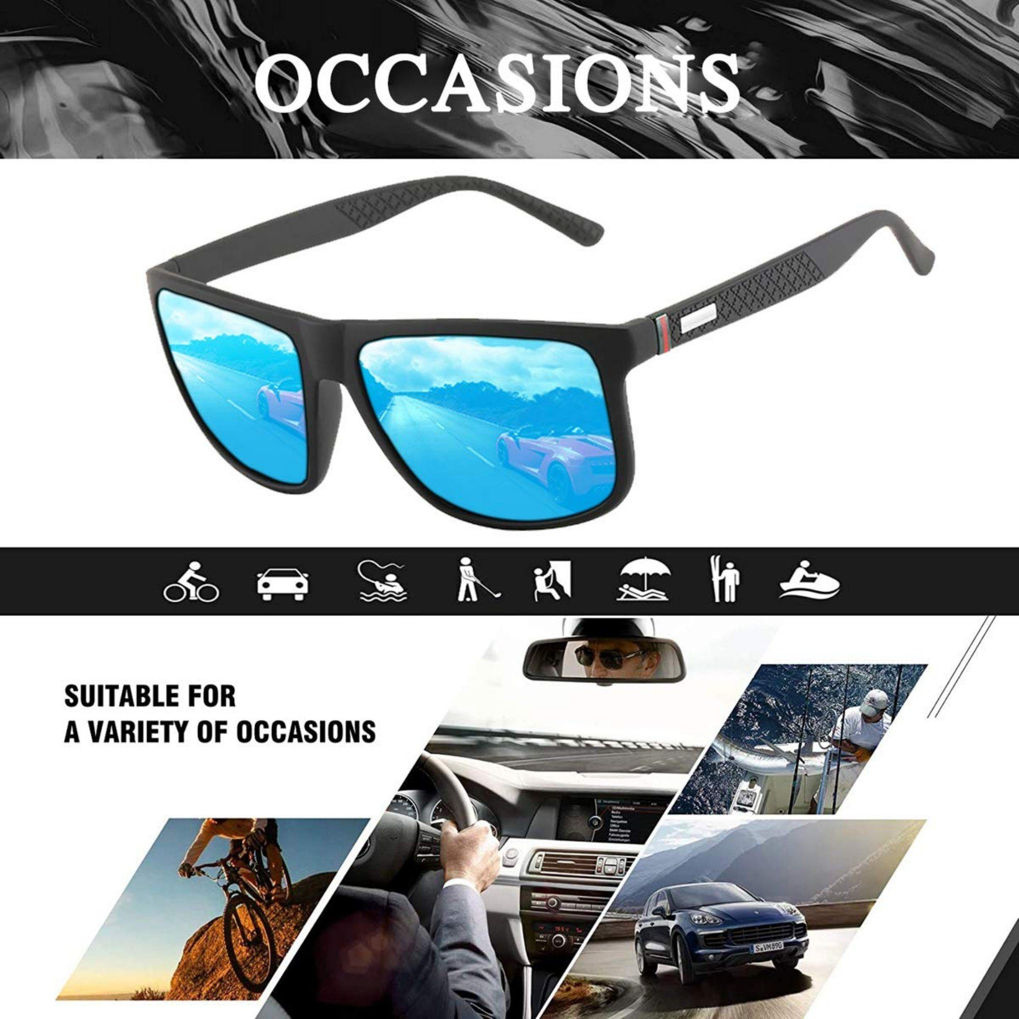 Tisoutec Damen gerahmte Sonnenbrillen UV400 blaue Vintage Schwarz Eisspitze Herren Sonnenbrille Piloten Schutz -Pilotenbrille-Polarisiert mit Sonnenbrille Metallrahmen Gläser Fliegerbrille Schwarz Fahrerbrille) Unisex (Premium