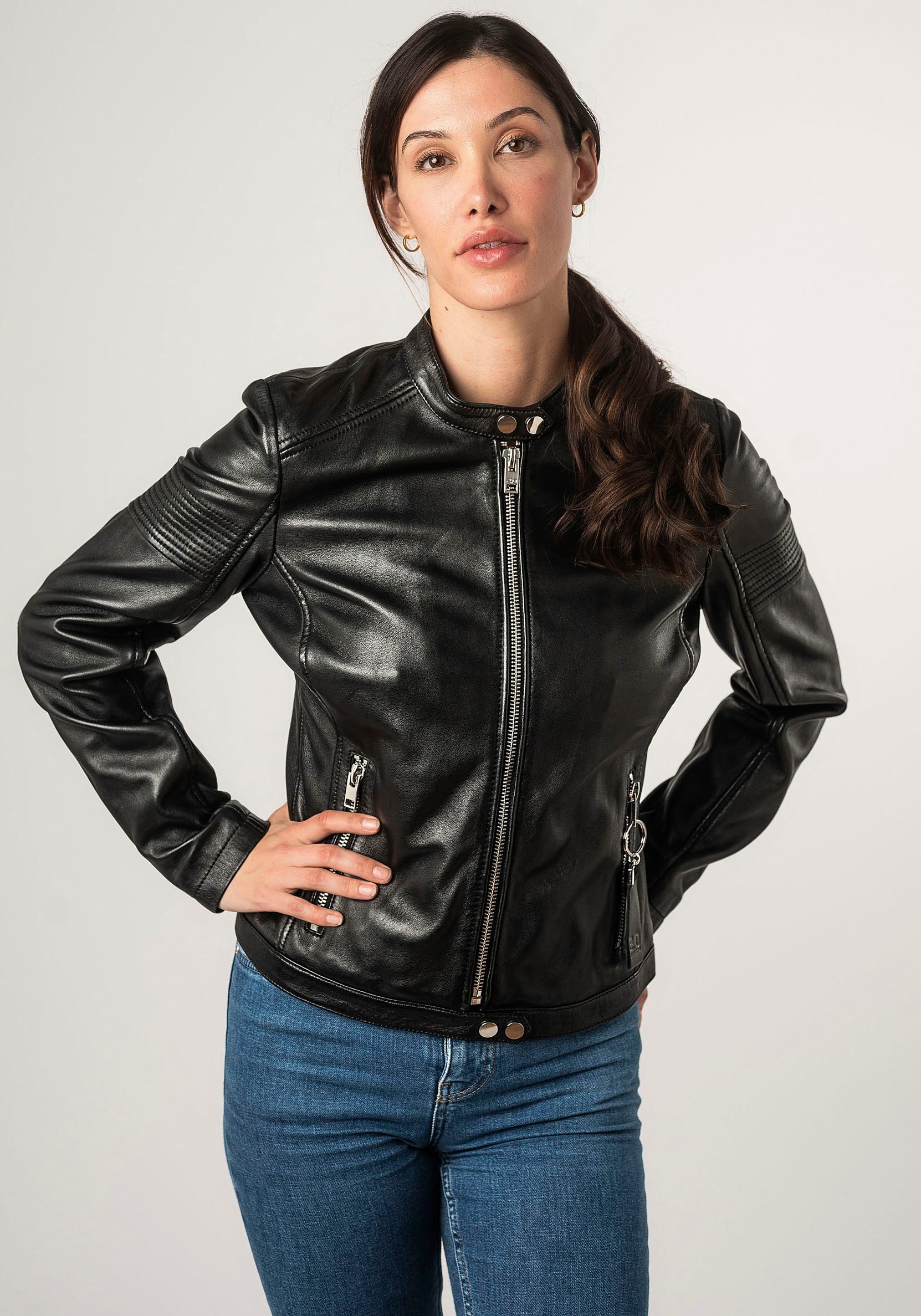 Mauritius Lederjacke 2Wima mit Druckknöpfen, mit günstig online kaufen