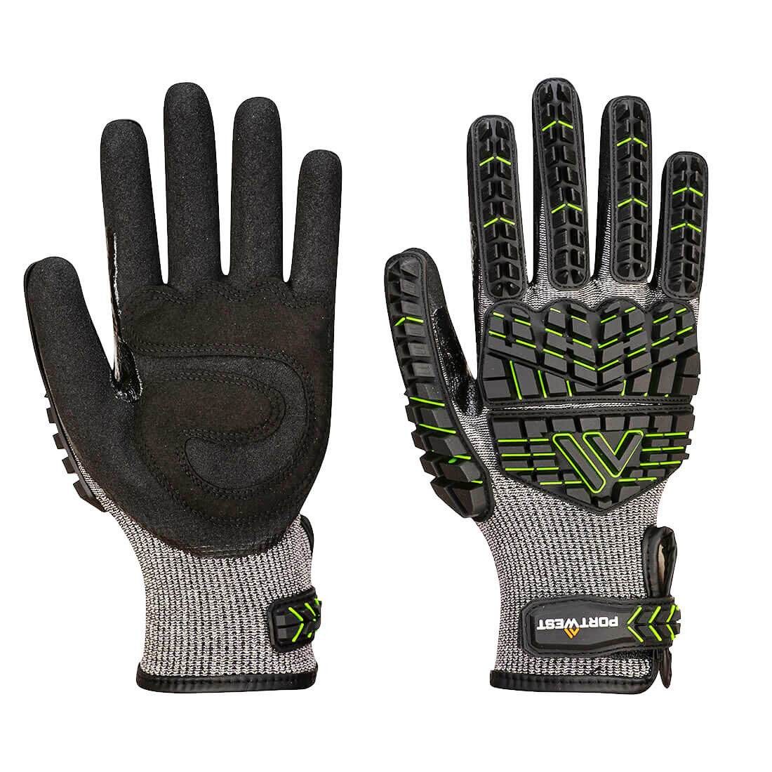 Portwest Рабочие перчатки A755 - VHR15 Nitrilschaum- Stoßschutz- Handschuh Schwarz/Gruen Schlagschutz Schnittschutz