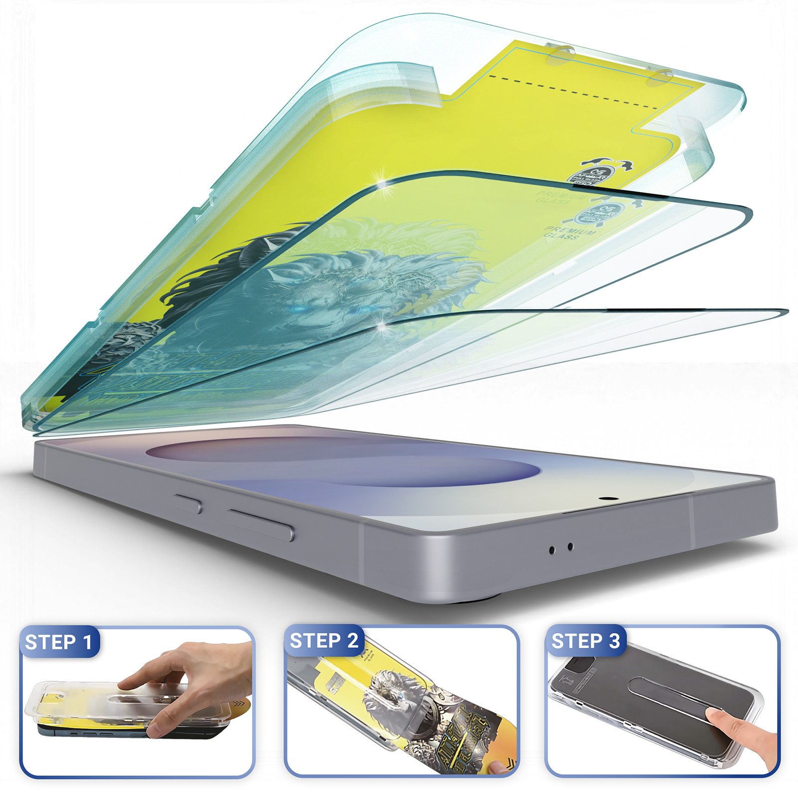 GreenHec Displayschutzglas Panzerfolie Samsung S25 S24 Plus Ultra Displayschutzfolie Glas Schutz für Samsung Galaxy S22 Plus, Spar-Set, Handy Display Screen Protector, Schutzglas transparent dünn stoßfest