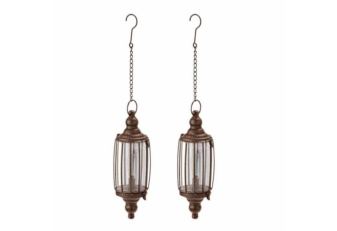 Mirabeau LED Laterne LED-Hängelaterne 2er Set Flavin antikbraun