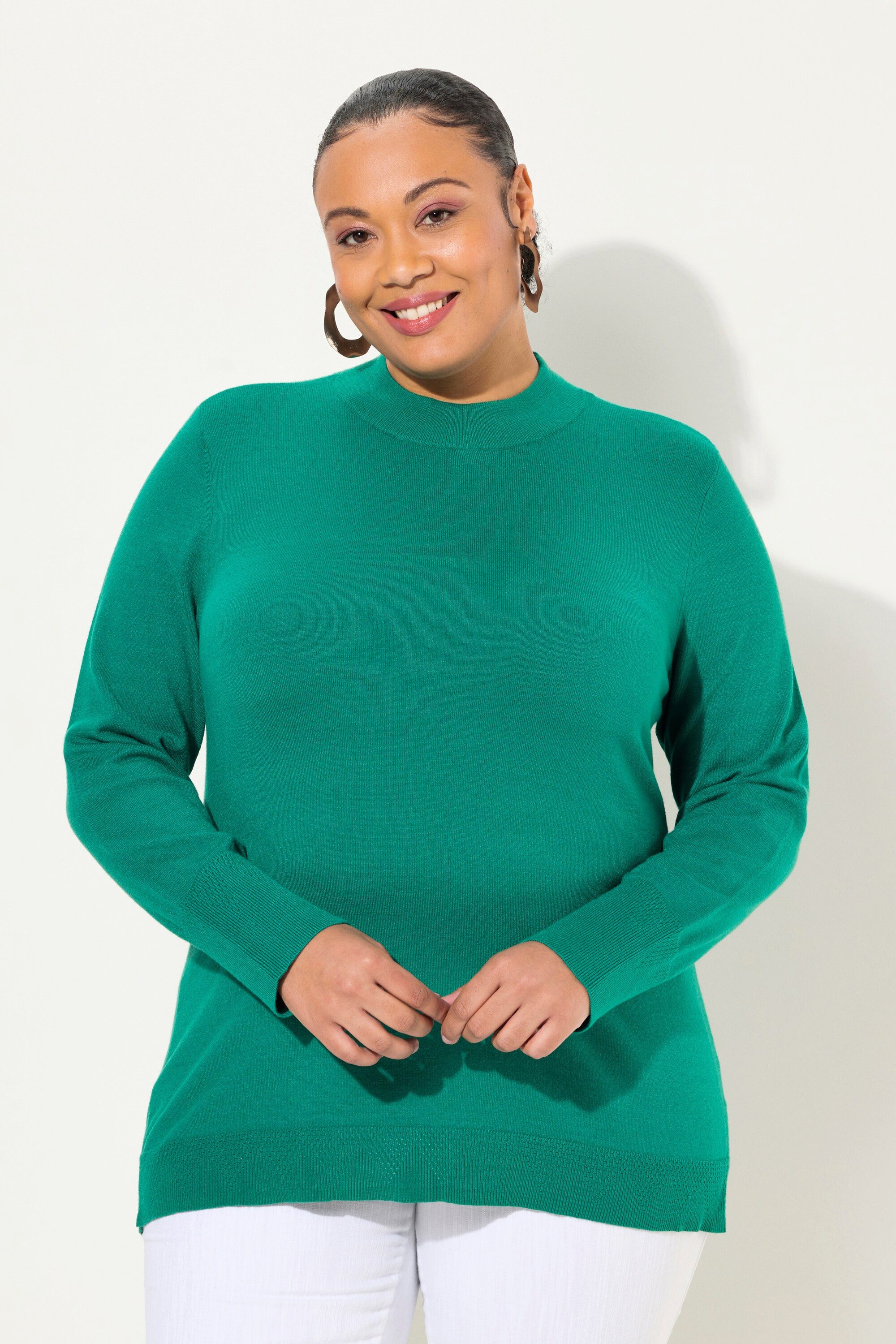 Strickpullover Pullover Stehkragen Langarm Rippbündchen