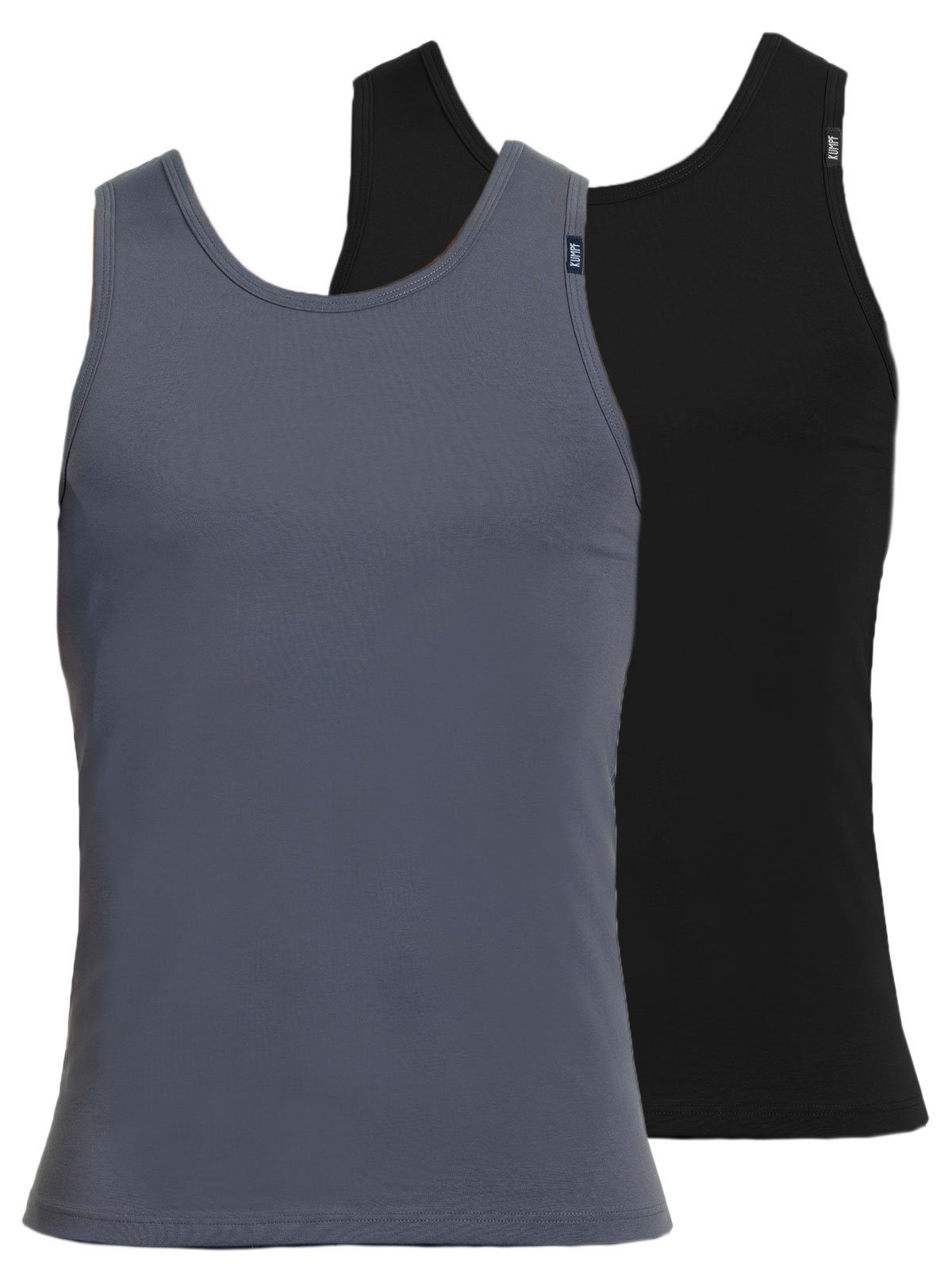 KUMPF Achselhemd 2er Sparpack Herren Unterhemd Bio Cotton (Spar-Set, 2-St) hohe Markenqualität mittelgrau schwarz | Ärmellose Unterhemden
