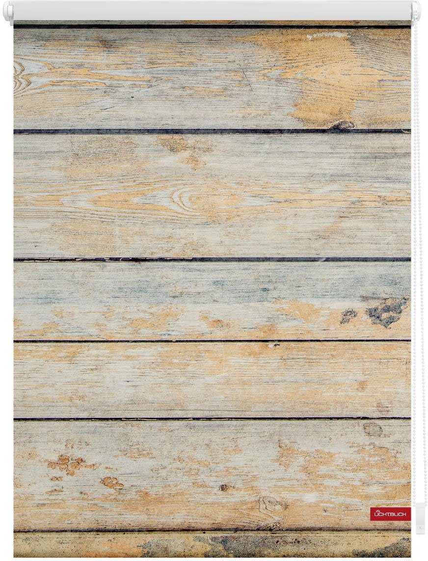 Seitenzugrollo Rollo Klemmfix, ohne Bohren, Verdunkelung, Bretter Shabby - Braun, LICHTBLICK ORIGINAL, verdunkelnd, freihängend, Klemmfix