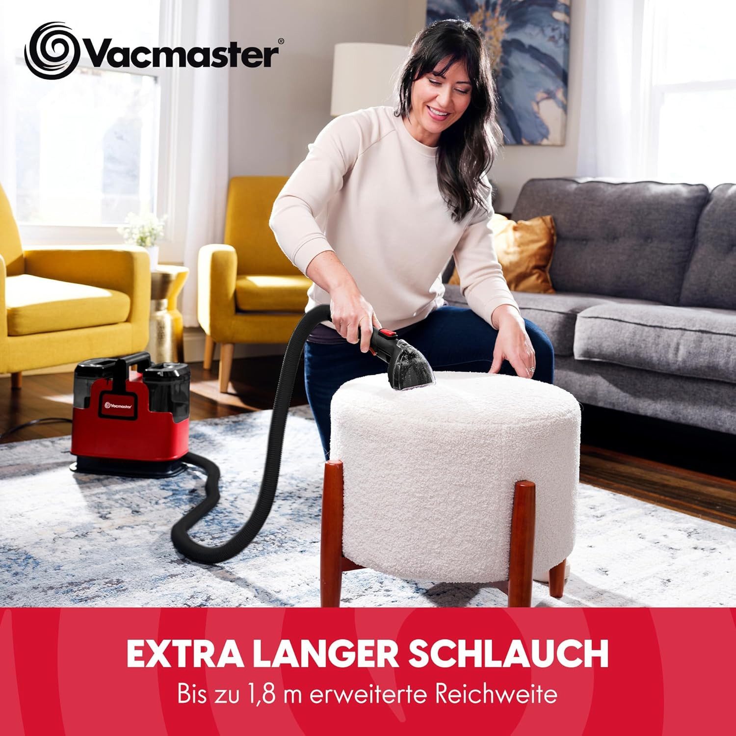 Vacmaster Handstaubsauger Waschsauger Teppichreiniger Fleckenreiniger, 600 W, für Teppiche, Vorleger, Polster, Treppen und Autos