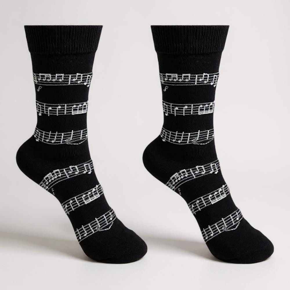 mugesh Freizeitsocken Musik Socken schwarz mit Noten für Musiker günstig online kaufen