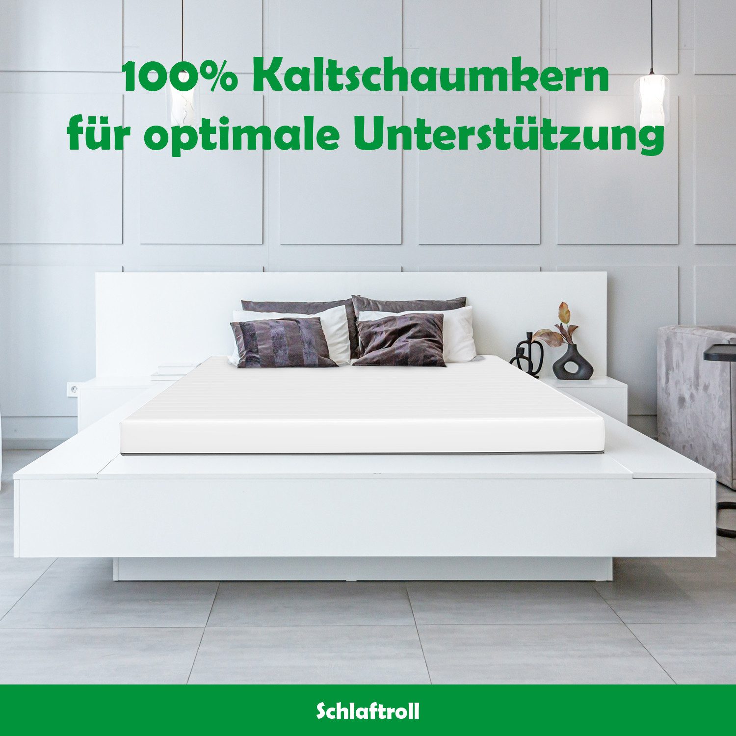 Kaltschaummatratze mit ergonomischem Härtegrade H3, Made in Germany, Schlaftroll, verfügbar in 140x200 cm, 90x200 cm, 180x200 cm und weiteren Größen