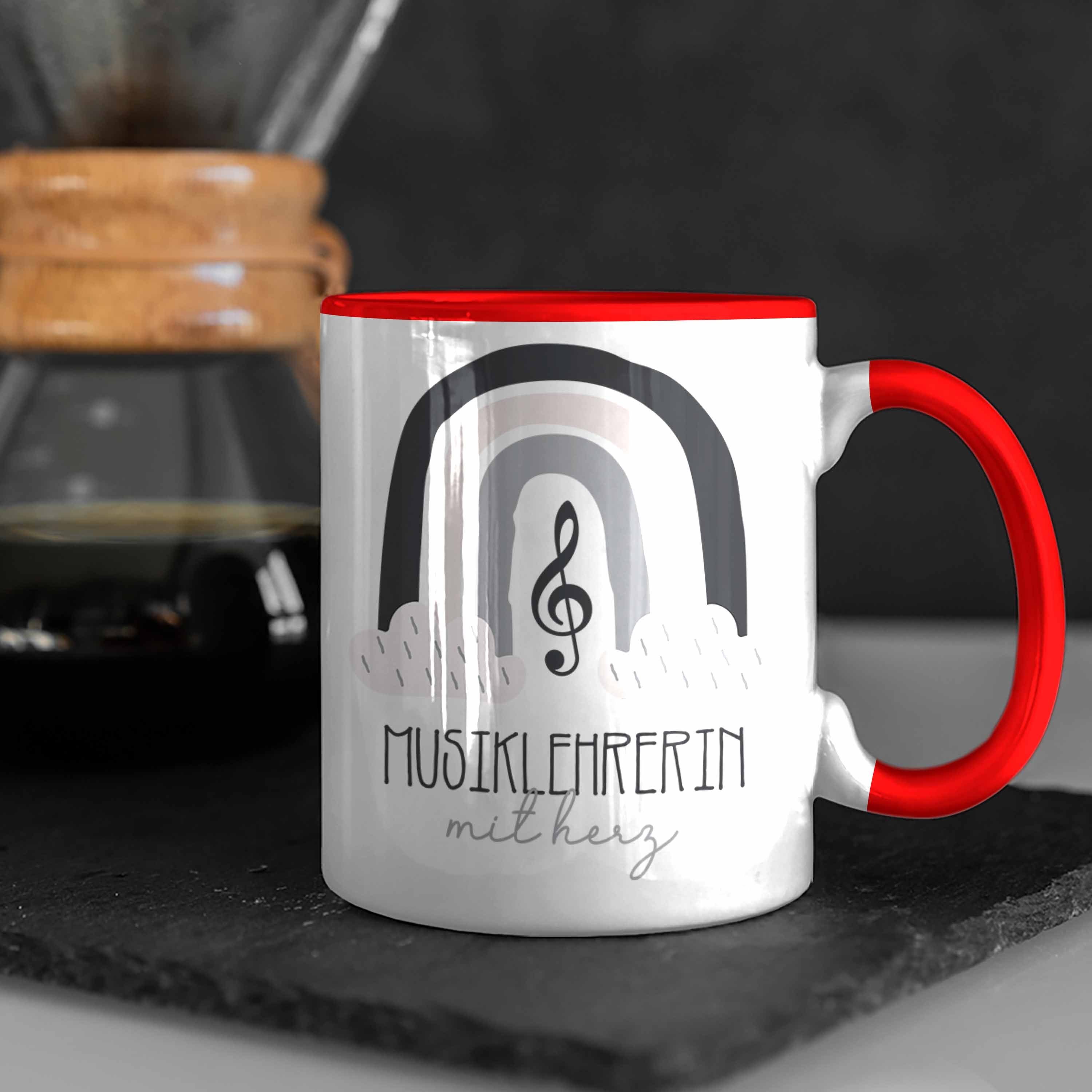Tasse XXXM Trendation Geschenkidee Musiklehrerin Tasse Kaffeetassse Danke Rot Geschenk für