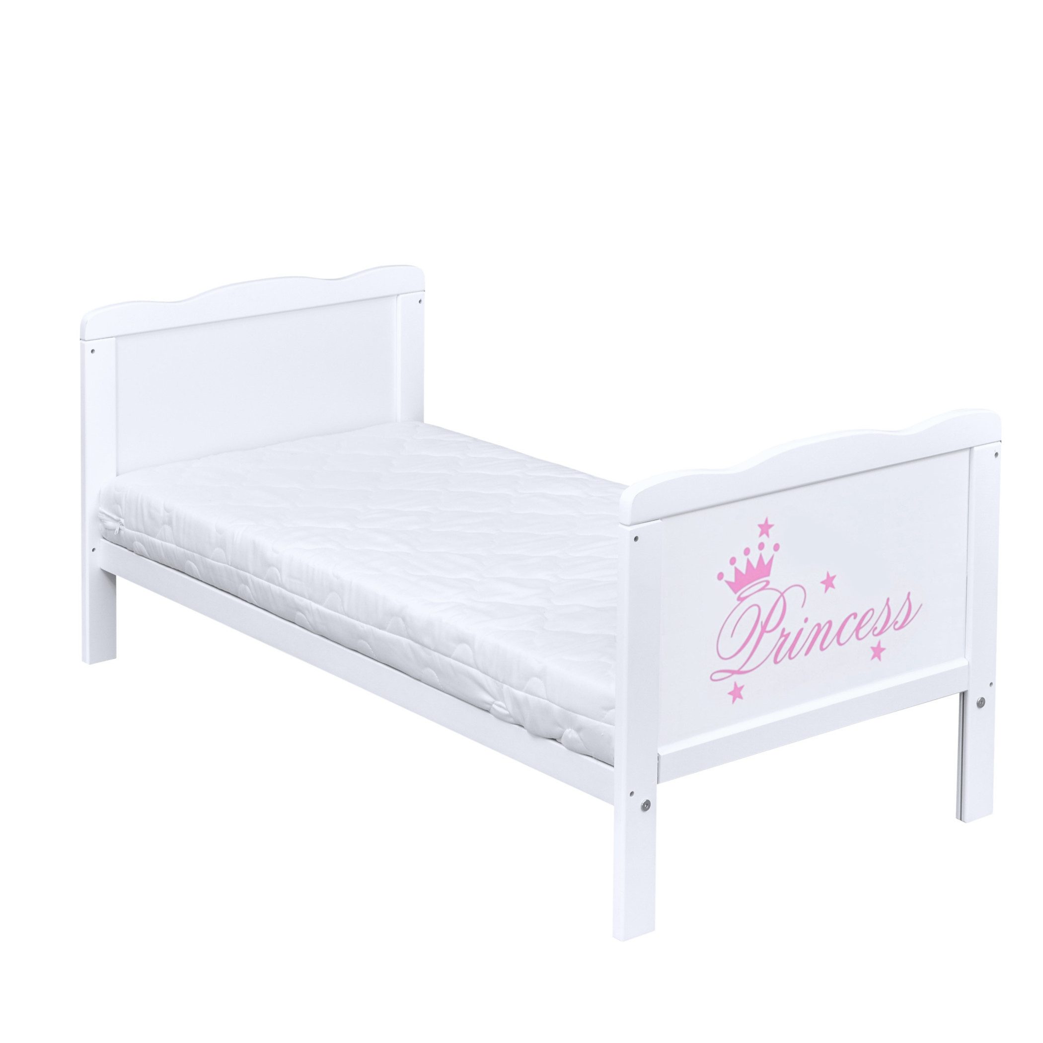 Baby-Delux Babybett Natalie Princess, Kinderbett Gitterbett 140x70 weiß mit Beißschienen, Matratze umbaubar