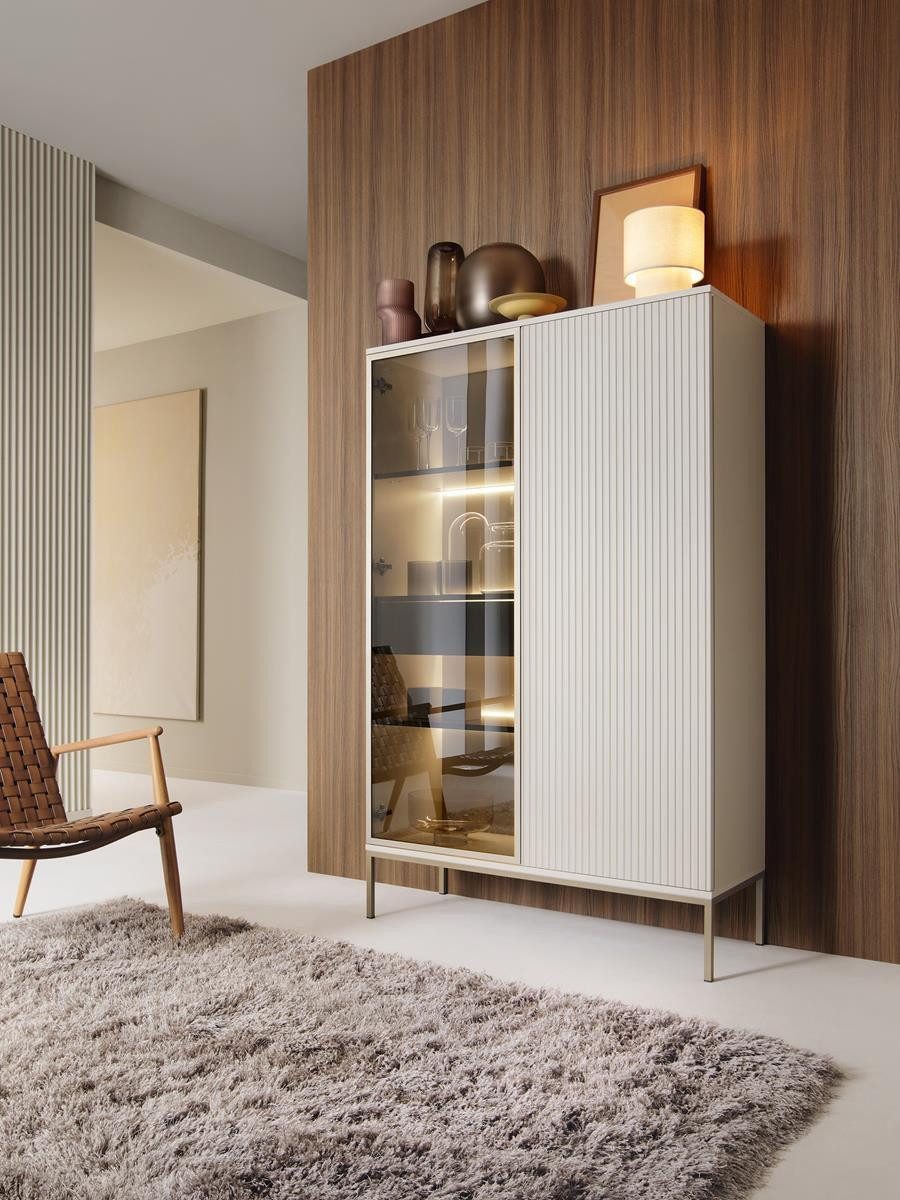 yourhouse24 Vitrine Sento WTSZ104 mit LED-Beleuchtung, Kaschmir Untergestel günstig online kaufen
