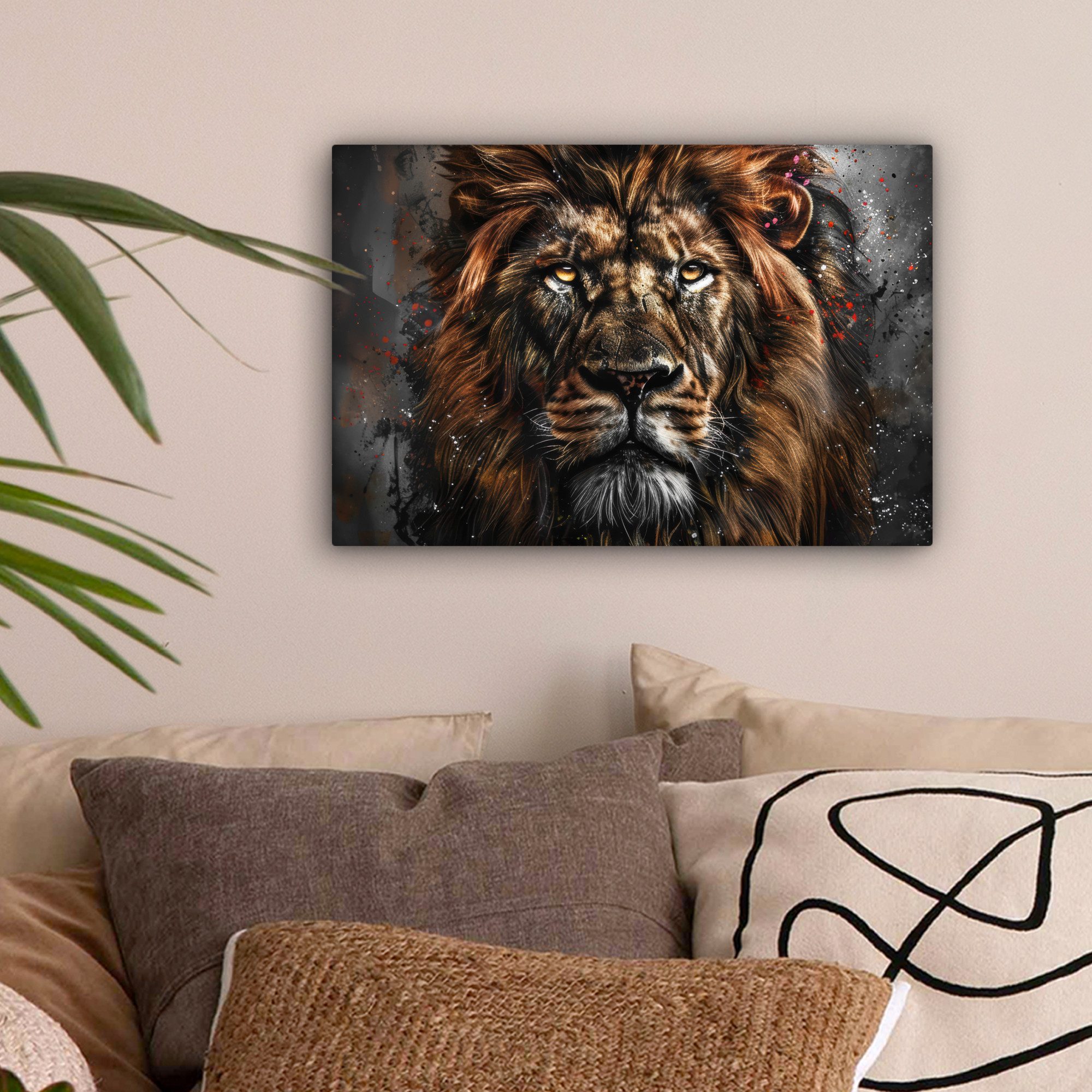 OneMillionCanvasses® Leinwandbild Löwe - Tiere - Porträt - Schwarz - Luxus, günstig online kaufen