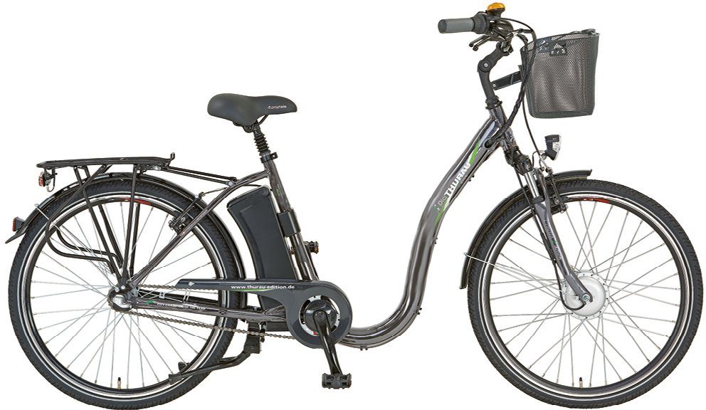 Didi THURAU Edition E-Bike Alu City Comfort Tiefeinsteiger, 3 Gang Shimano,  Nabenschaltung, Frontmotor 250 W, (mit Schloss)