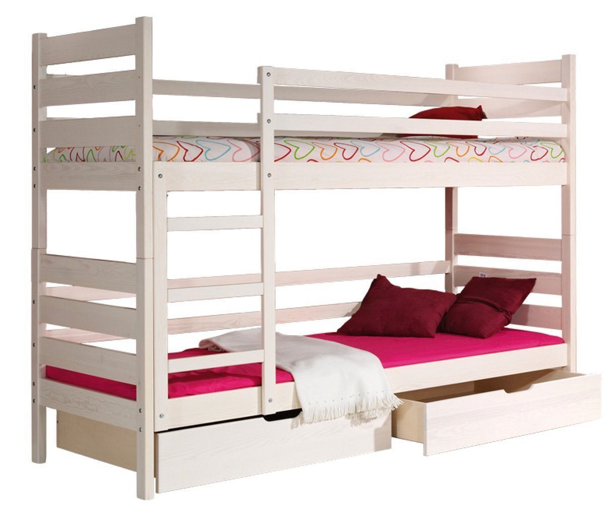 Etagenbett Weißes Holz-Kinderbett im modernen Stil für das Schlafzimmer