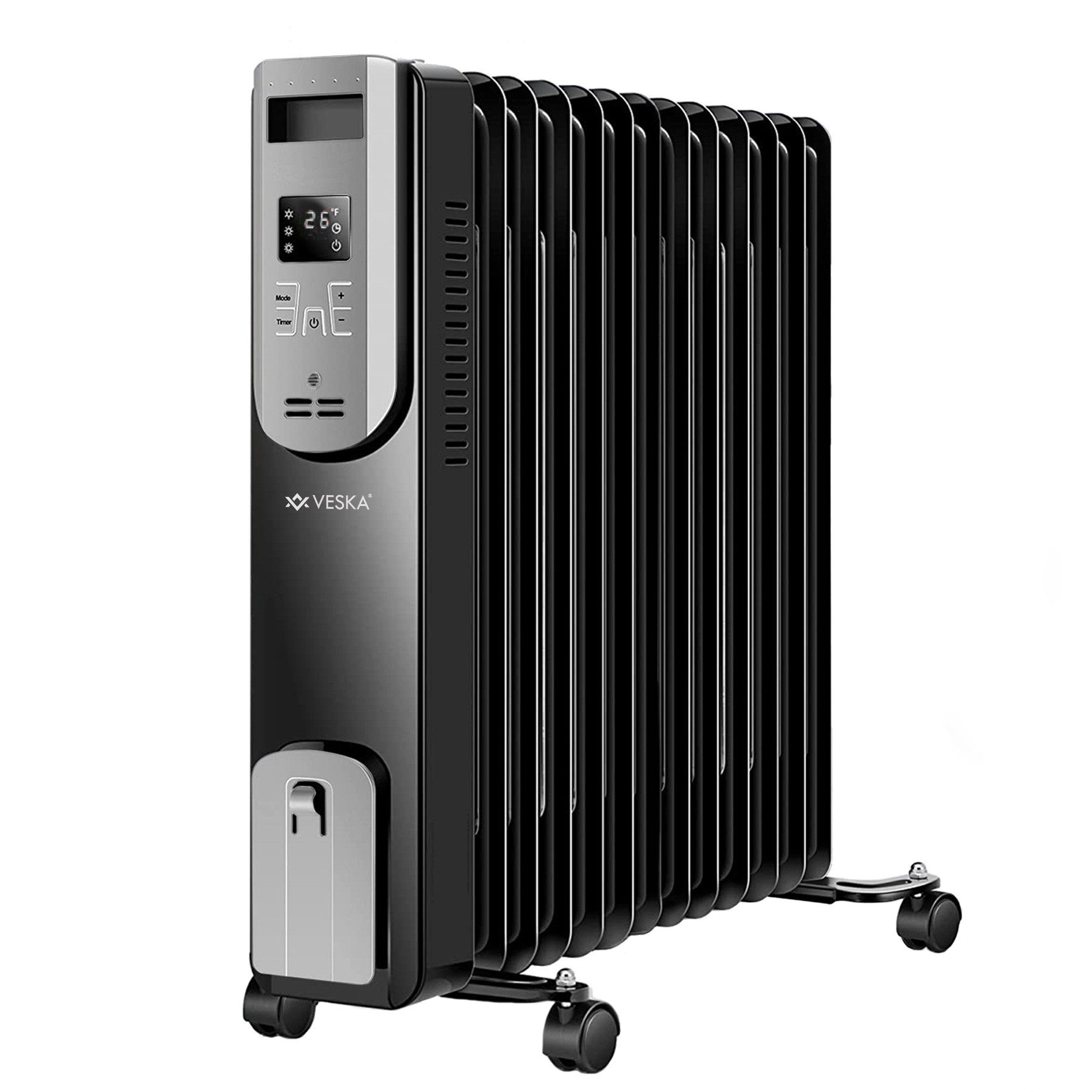 VESKA Heizkörper Ölradiator 2500W Elektro Heizung mit Fernbedienung, Timer, Thermostat, Abschaltautomatik, Überhitzungsschutz 2500 Watt