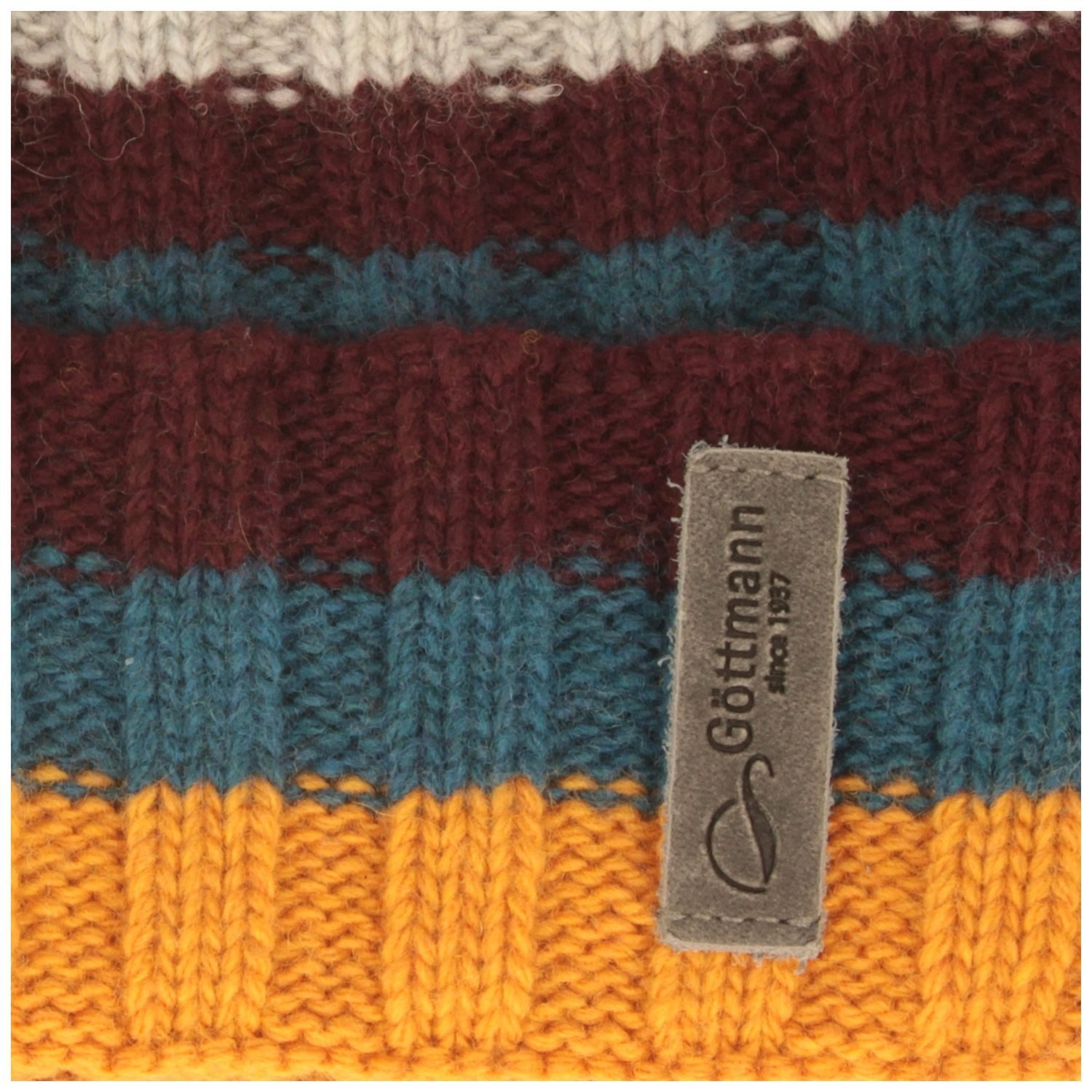 Göttmann Strickmütze aus Woll-Kaschmir Mix mit Umschlag & Streifen