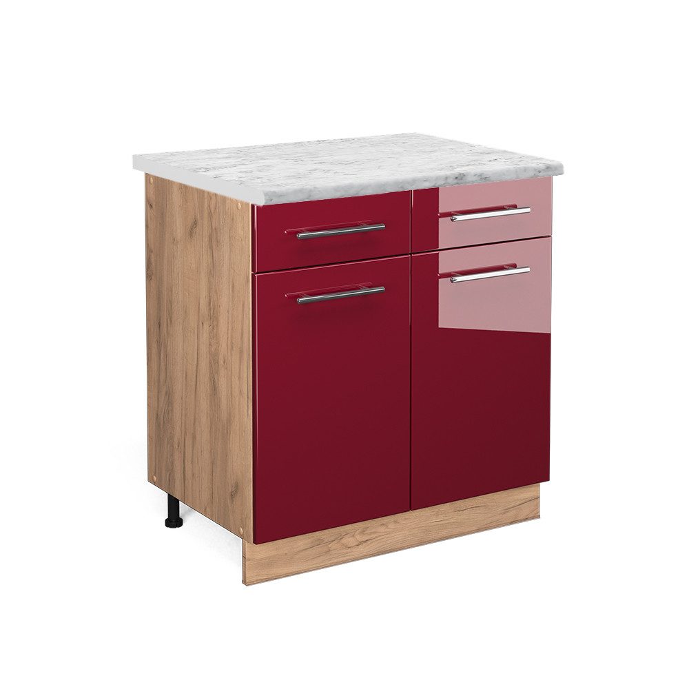 Vicco Unterschrank Fame-Line, Bordeaux Hochglanz/Goldkraft Eiche, günstig online kaufen