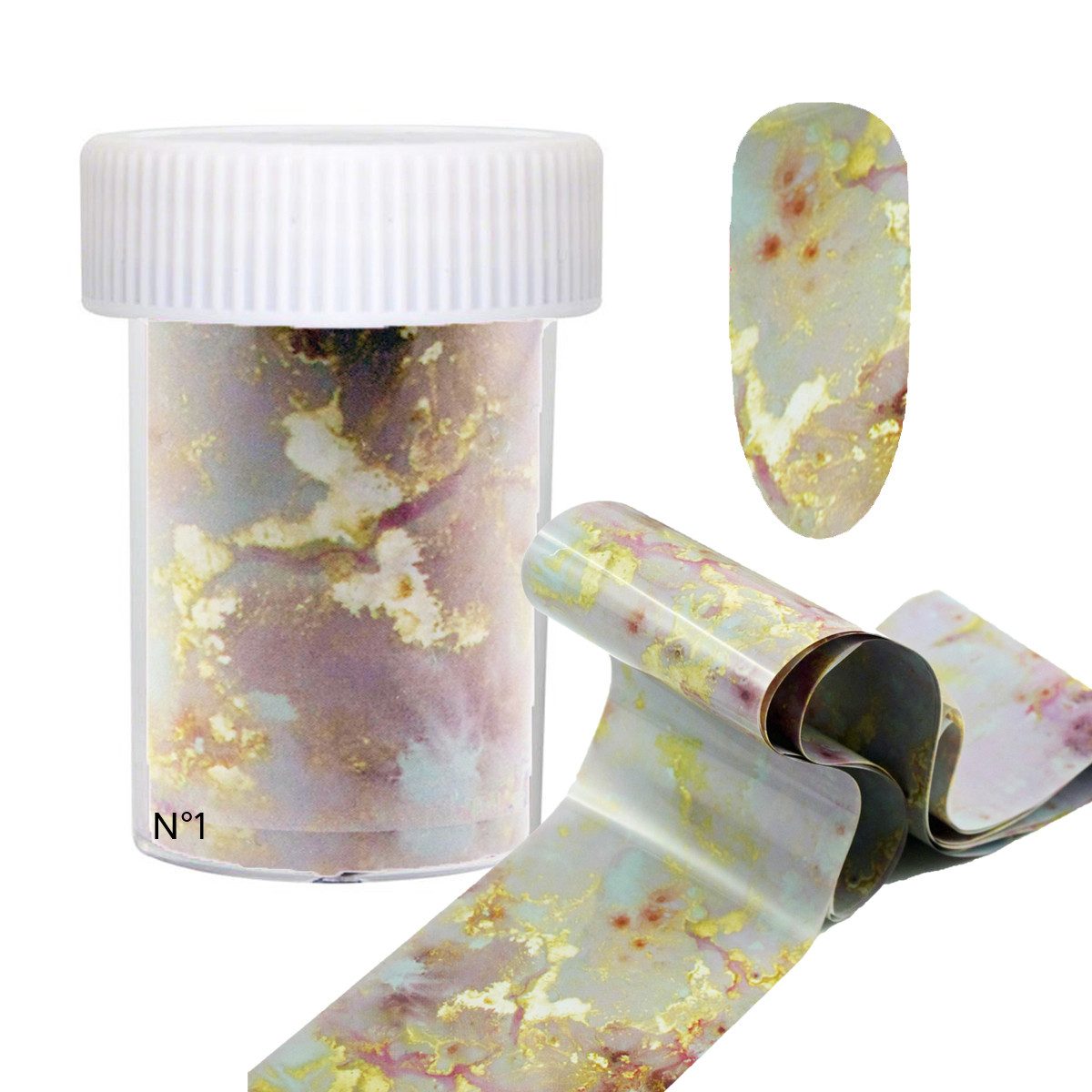 Sun Garden Nails Nageldesign Zubehör 6 x Nagelfolie + Folienkleber MARBLE SET 7 - Nail Art Folie, Spar-Set, Setartikel